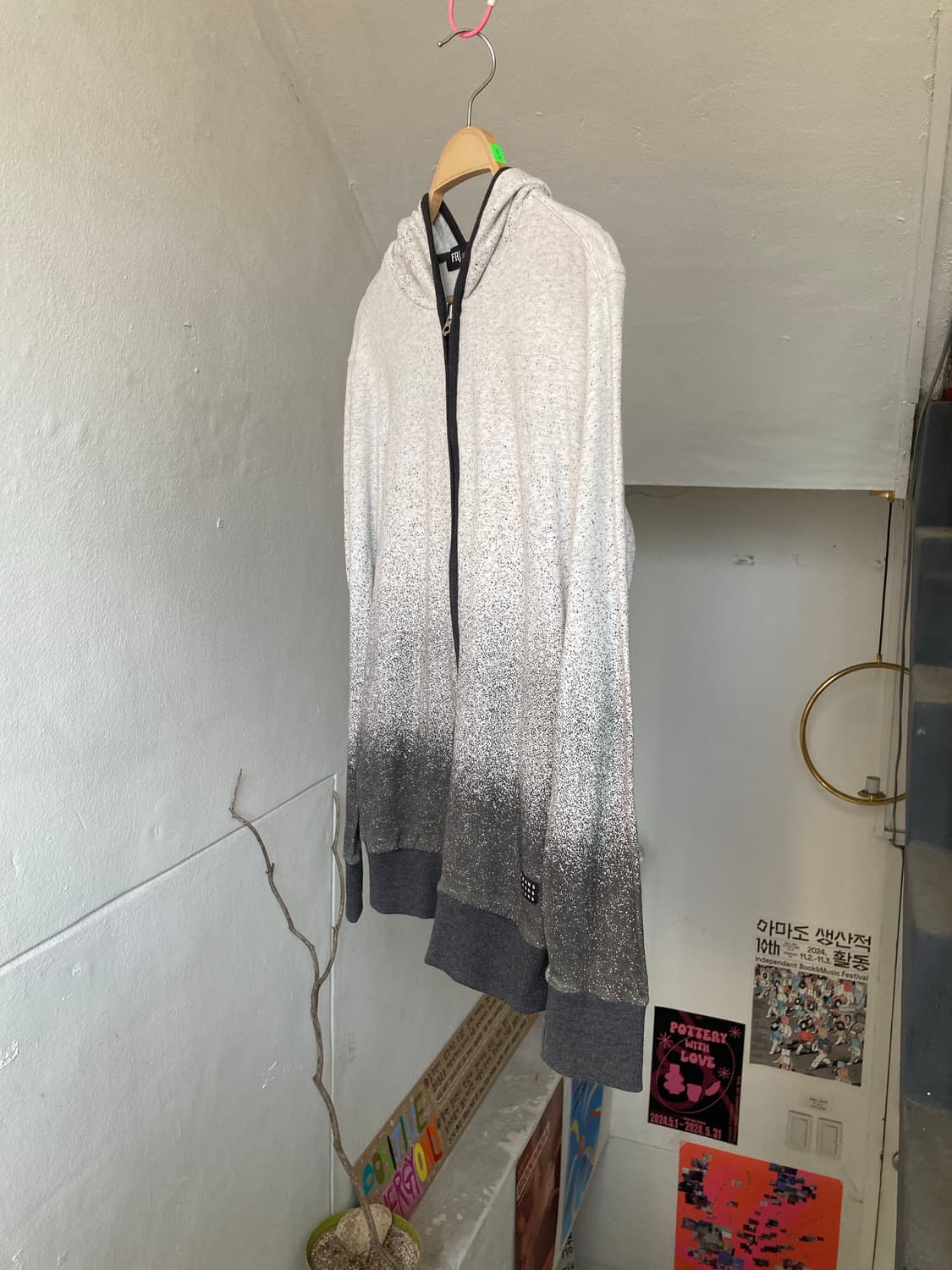 빈티지 워싱 차콜 후드집업 상품이미지4