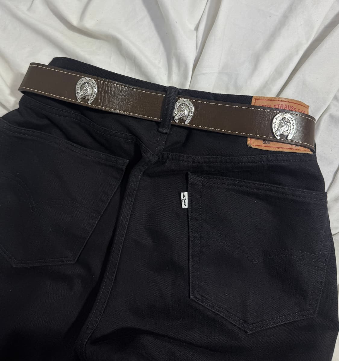 빈티지 홀스슈 콘초 웨스턴 레더 벨트 상품이미지3