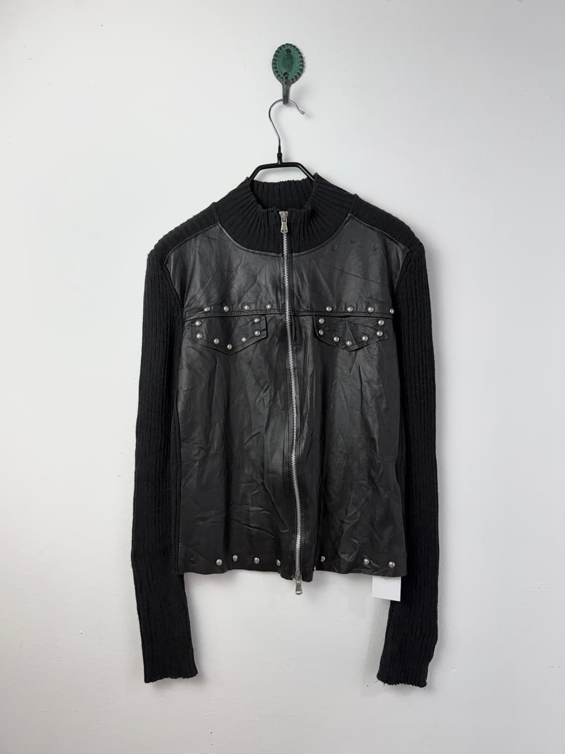 SFIZIO ITALY 스터드 트리밍 하이브리드 니트 자켓 상품이미지1