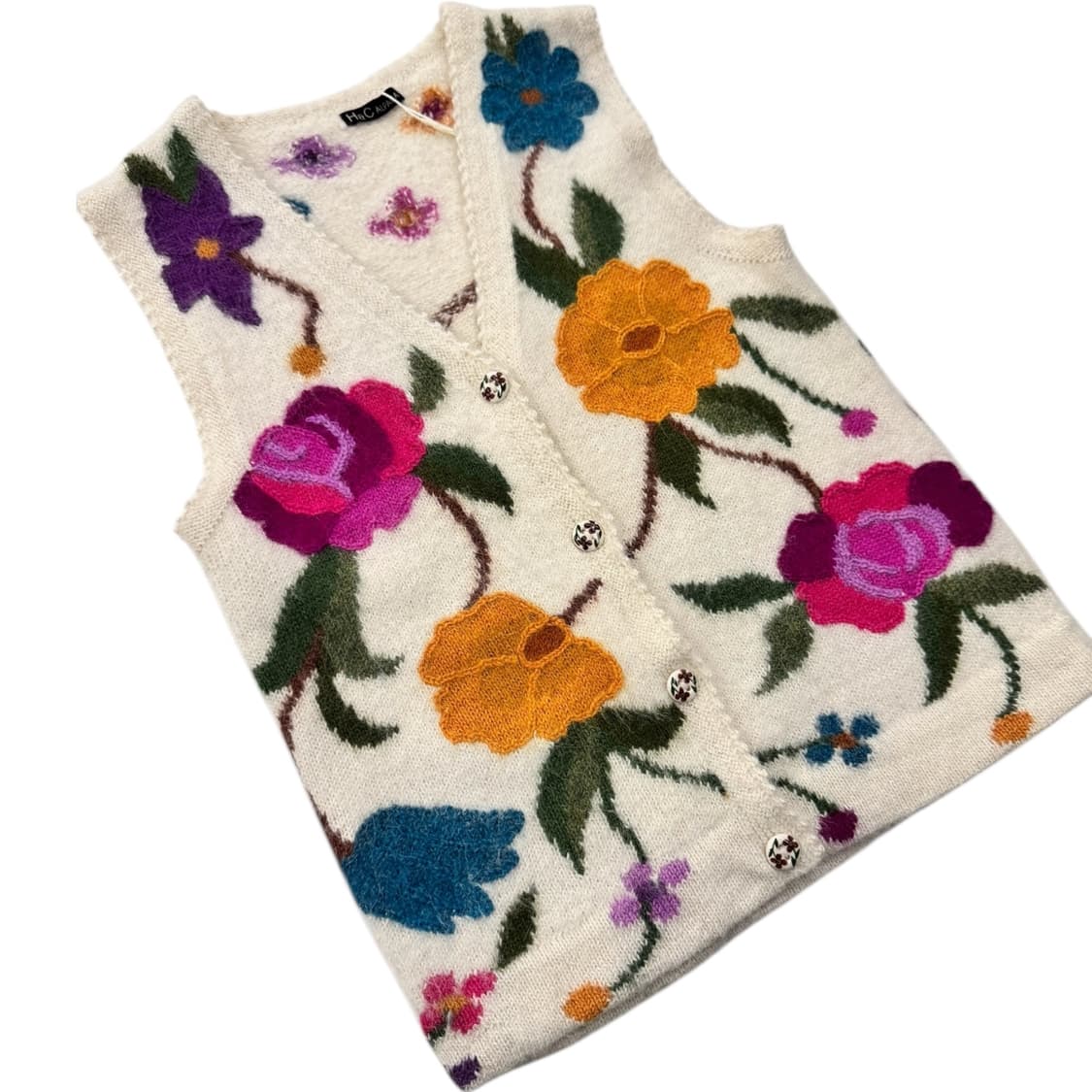H&C ALPACA 플라워 알파카 니트 베스트 아이보리 상품이미지3