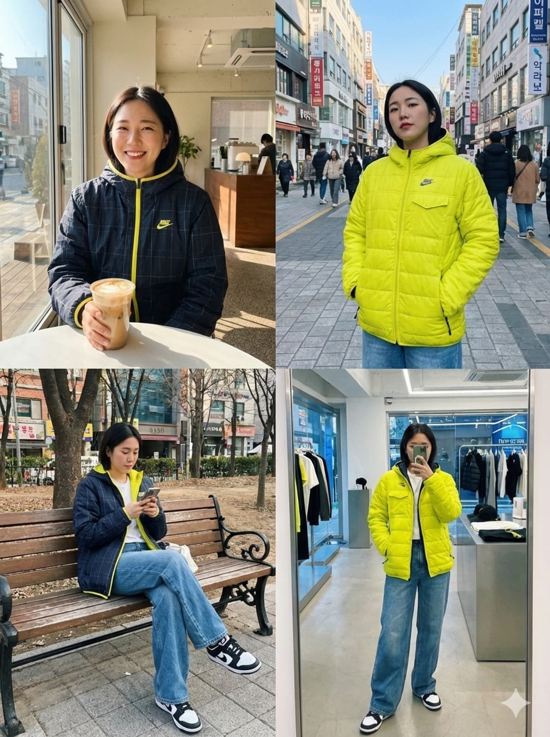 [나이키] 가성비 갑 리버시블 형광 네온 네이비 양면 패딩 M 상품이미지1