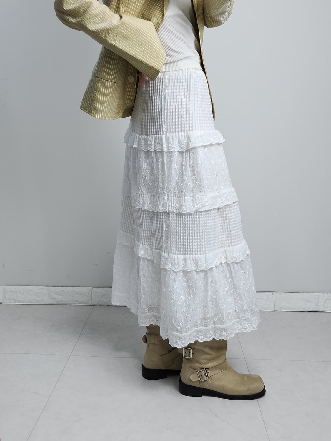 펀칭 캉캉 롱 스커트 상품이미지4