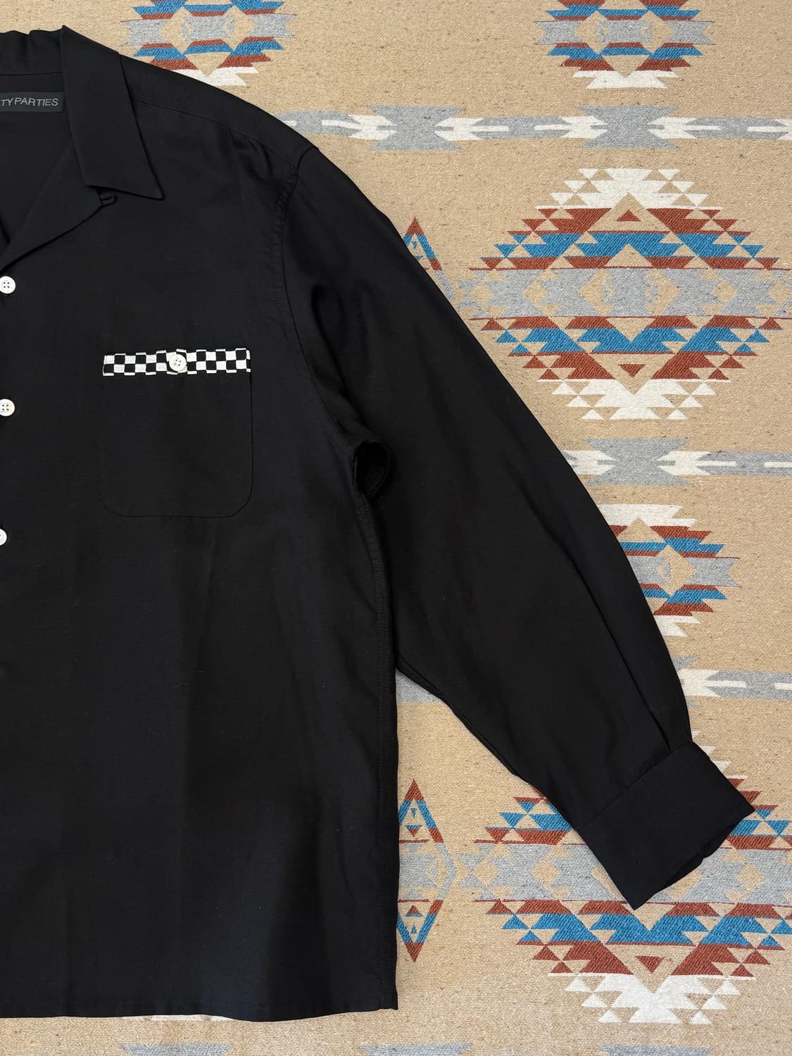 [L] 와코마리아 50‘s 오픈카라 셔츠 블랙  상품이미지3