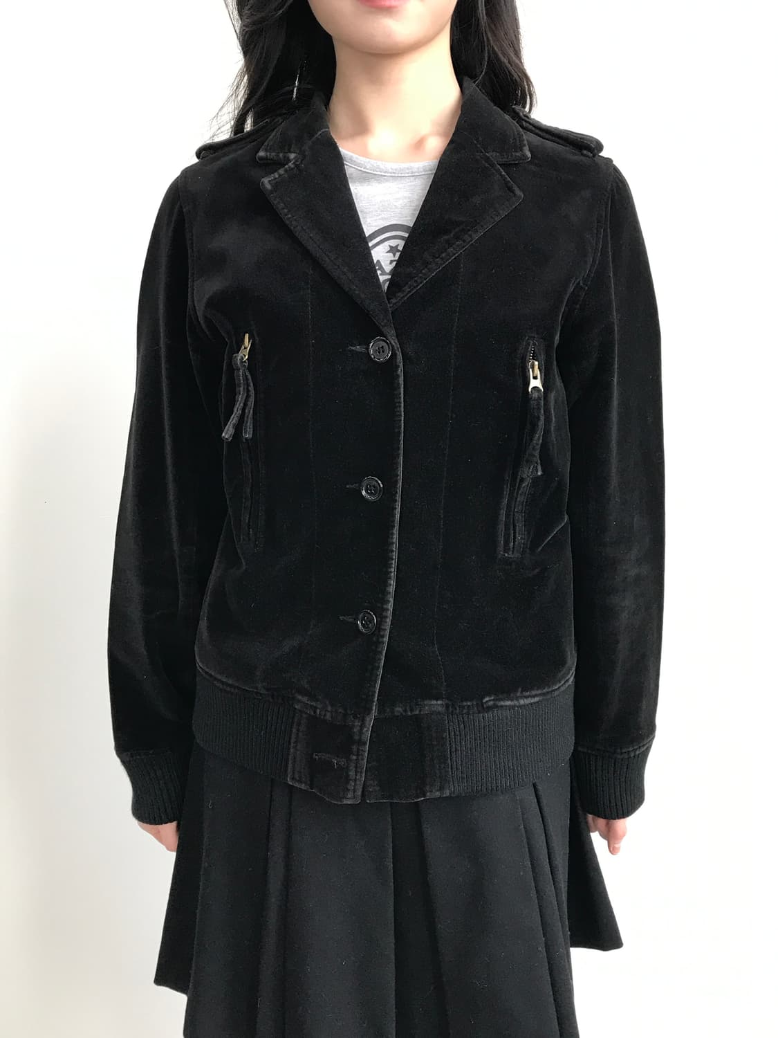 JEANASIS Black Velvet Short Jacket 상품이미지2