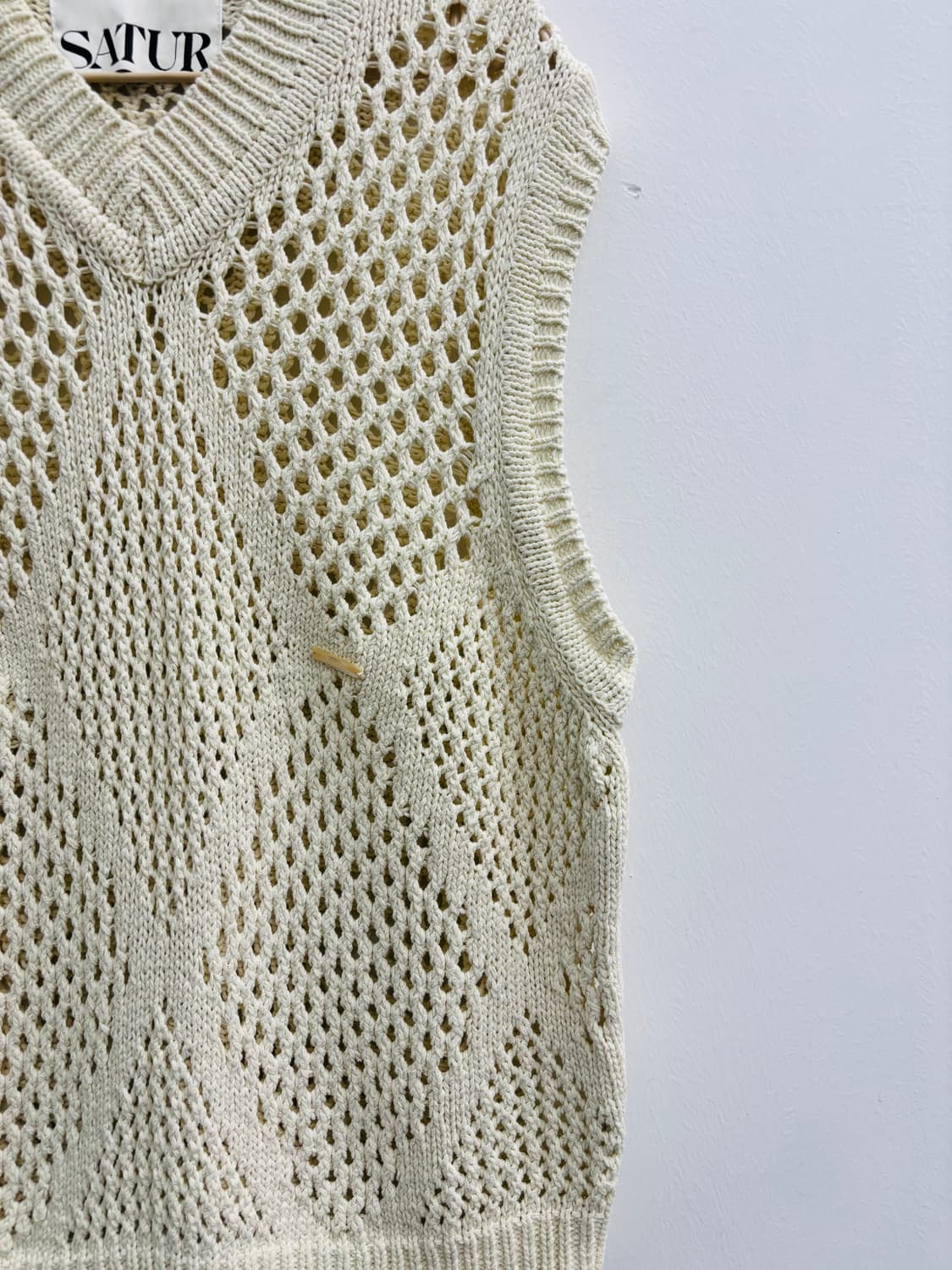 세터 (SATUR) 피셔맨 다이아몬드 그물 니트 베스트 상품이미지3
