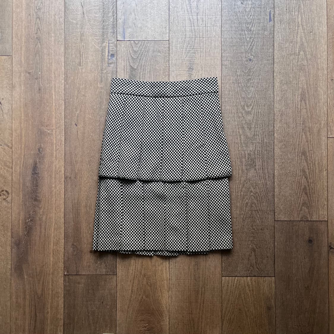 checkerboard Double Pleats Skirt 상품이미지1