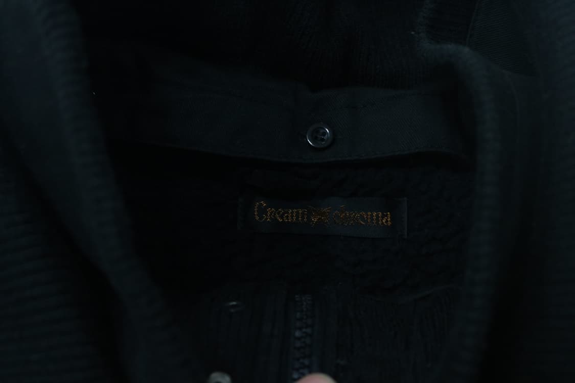 크림 크로마 빈티지 밀리터리 넥 니트 배색 본딩 자켓 상품이미지5