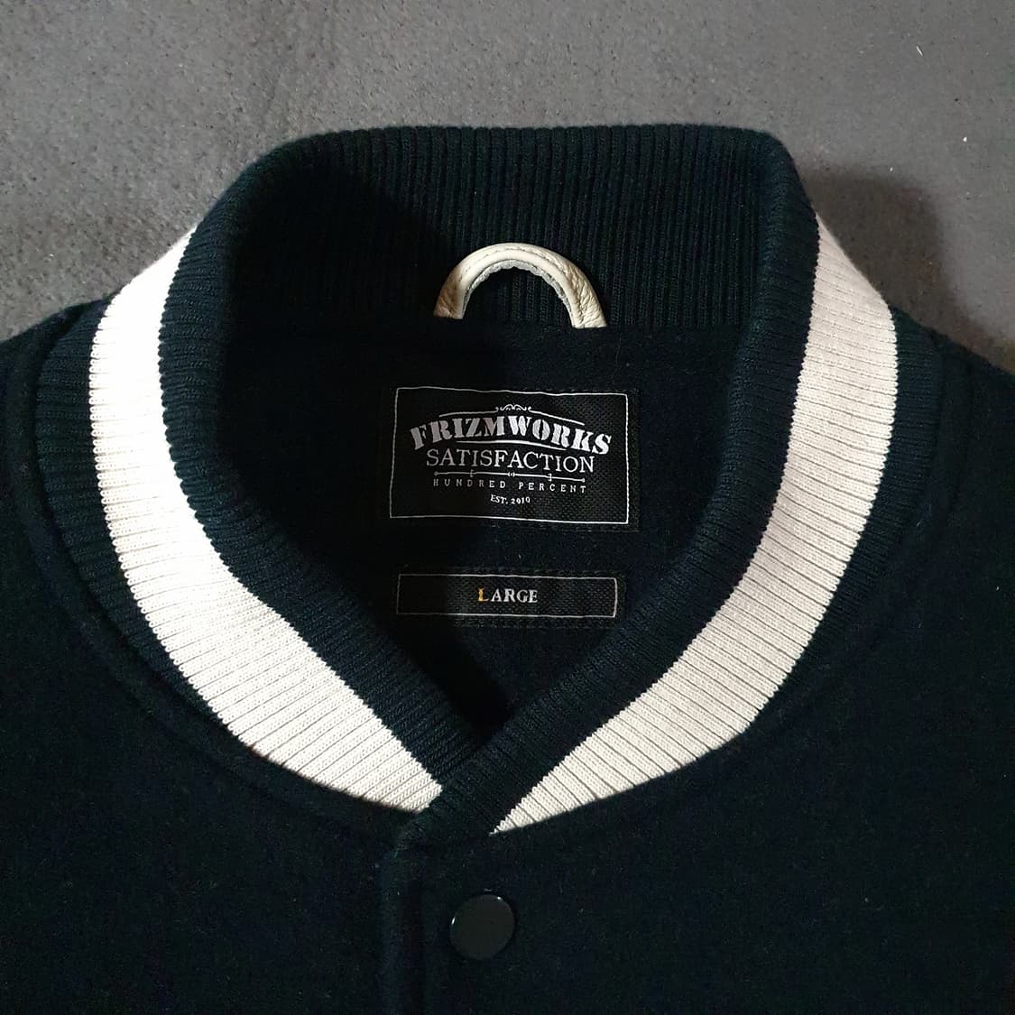 프리즘웍스 카우하이드 레더 바시티 자켓 L 네이비 상품이미지3