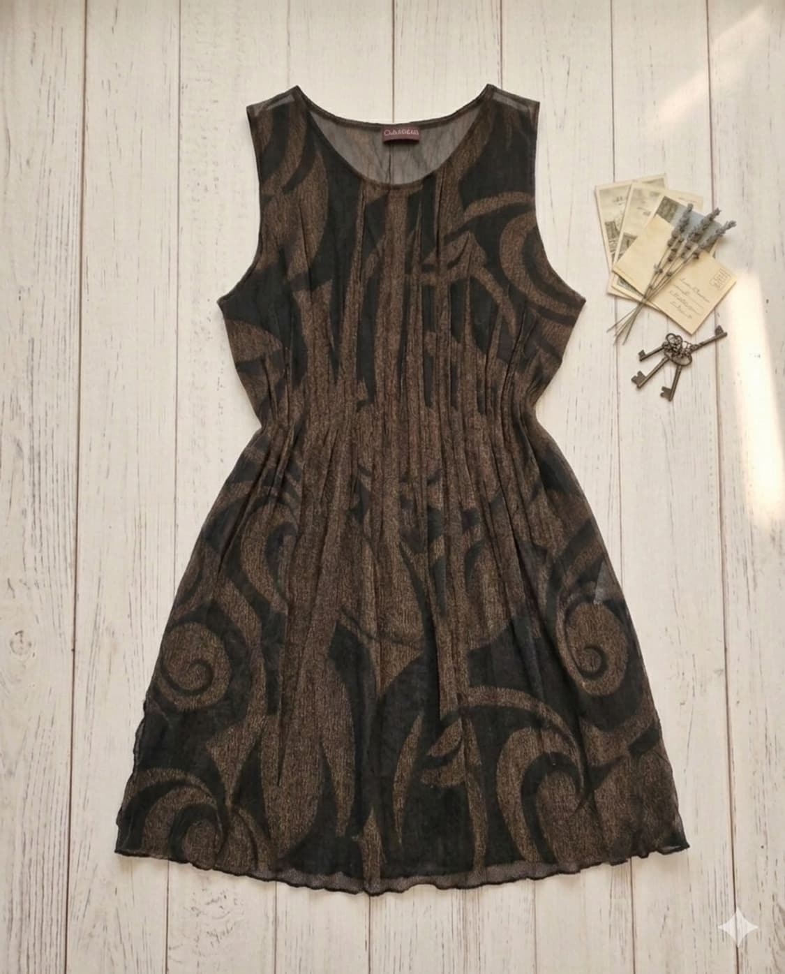 Calabaza 카라바사 일본 수입 - 우아한 셔링 메쉬 롱 블라우스/미 상품이미지6