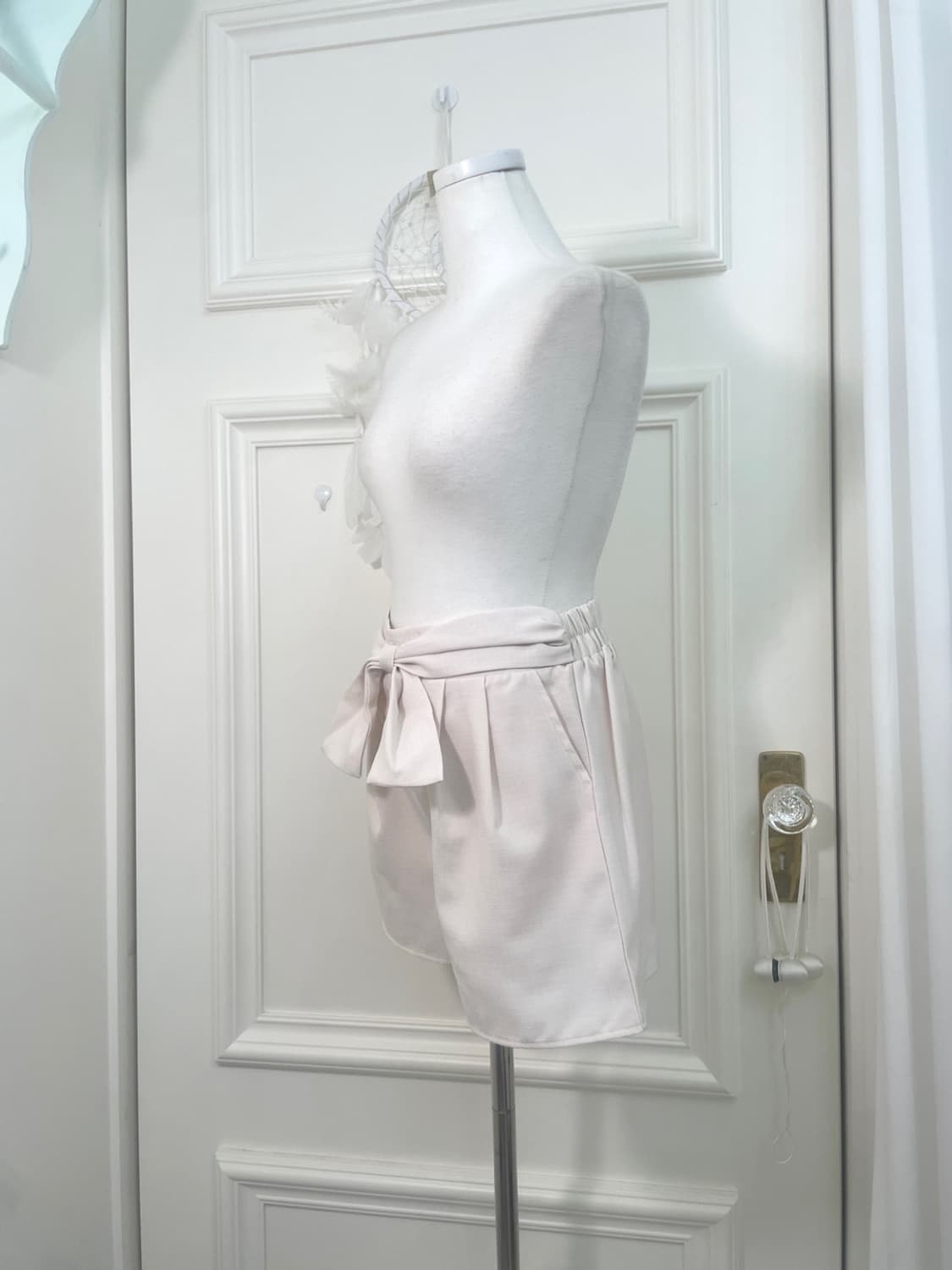 pink ivory bow point pleats summer bandi 상품이미지2