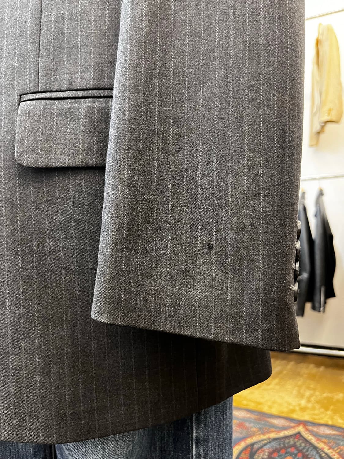 조르지오 아르마니 스트라이프 테일러드 자켓 블랙 상품이미지5