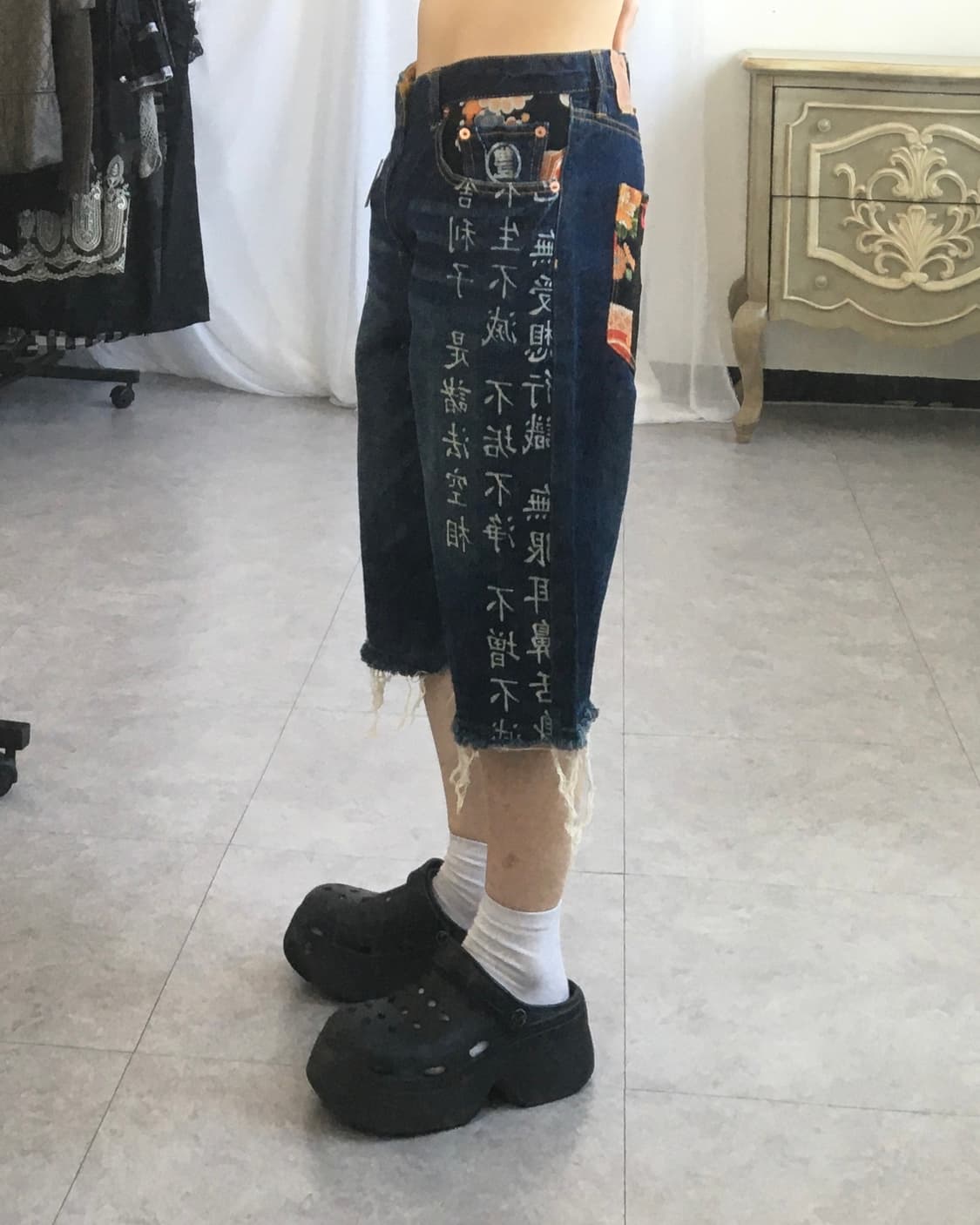 Oriental mood half denim pants 상품이미지7