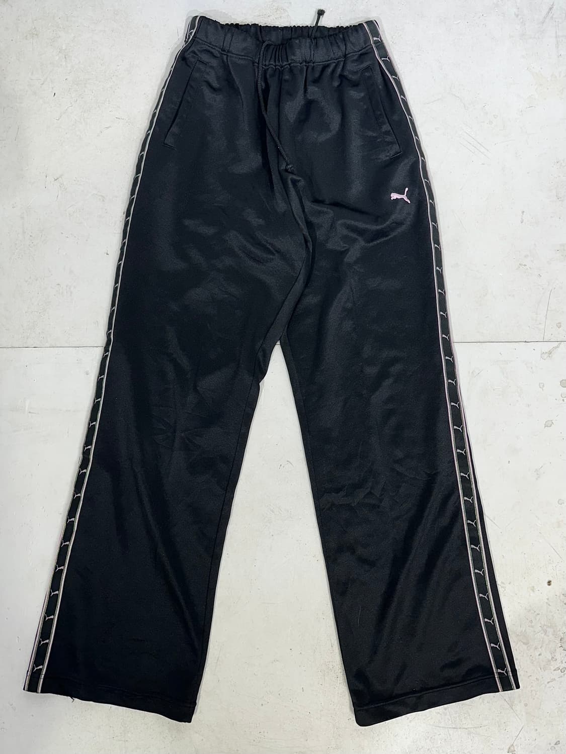 푸마 블랙 와이드 사이드 라인 화이트 포인트 팬츠 L 상품이미지4
