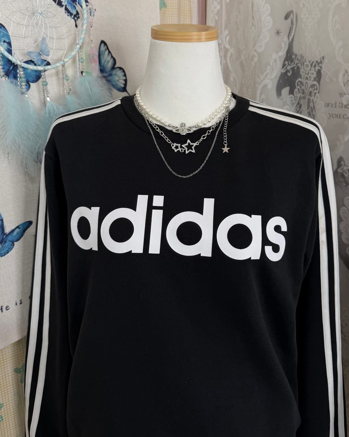 아디다스 블랙 빅 로고 맨투맨 상품이미지7