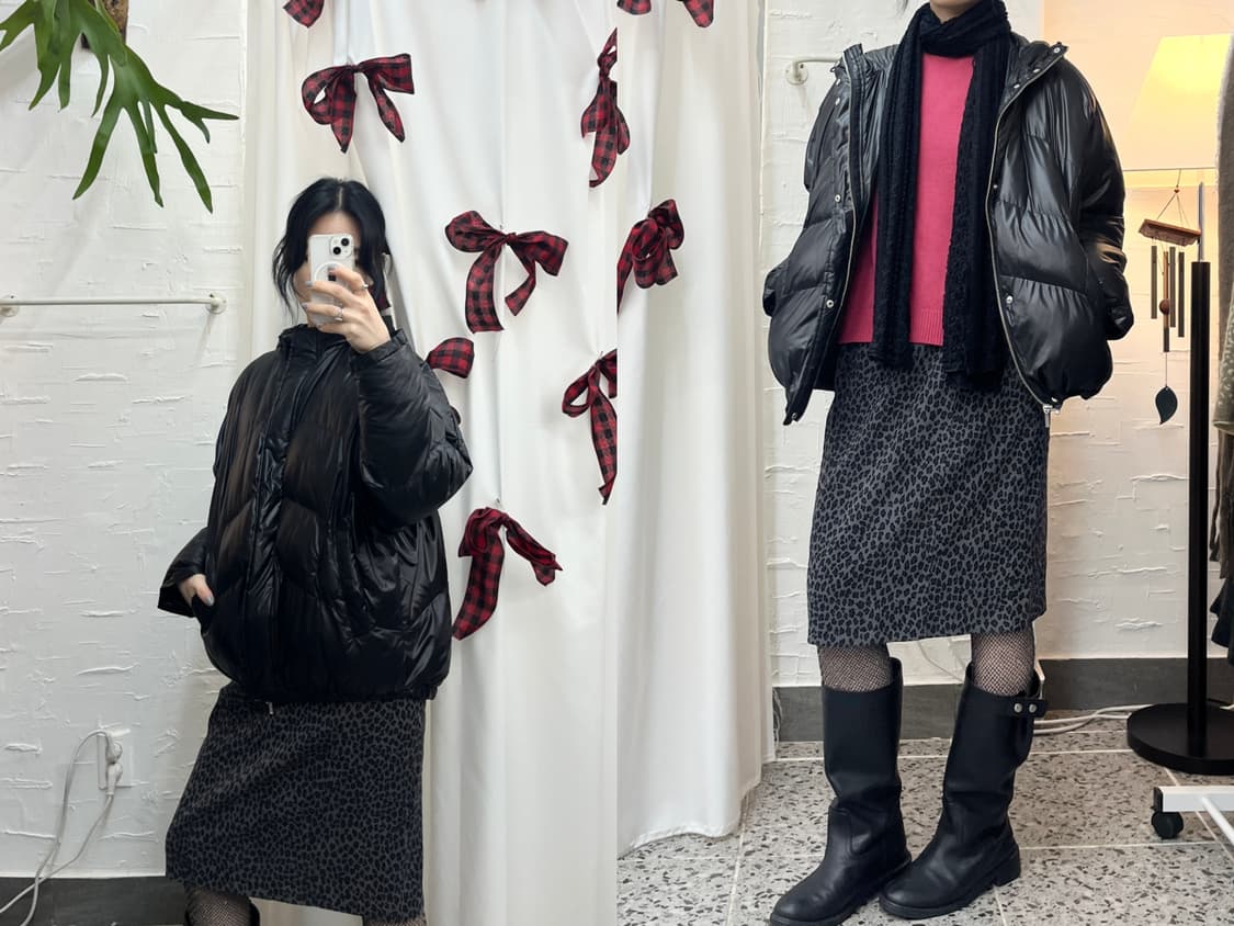 glossy black puffer jacket 상품이미지1