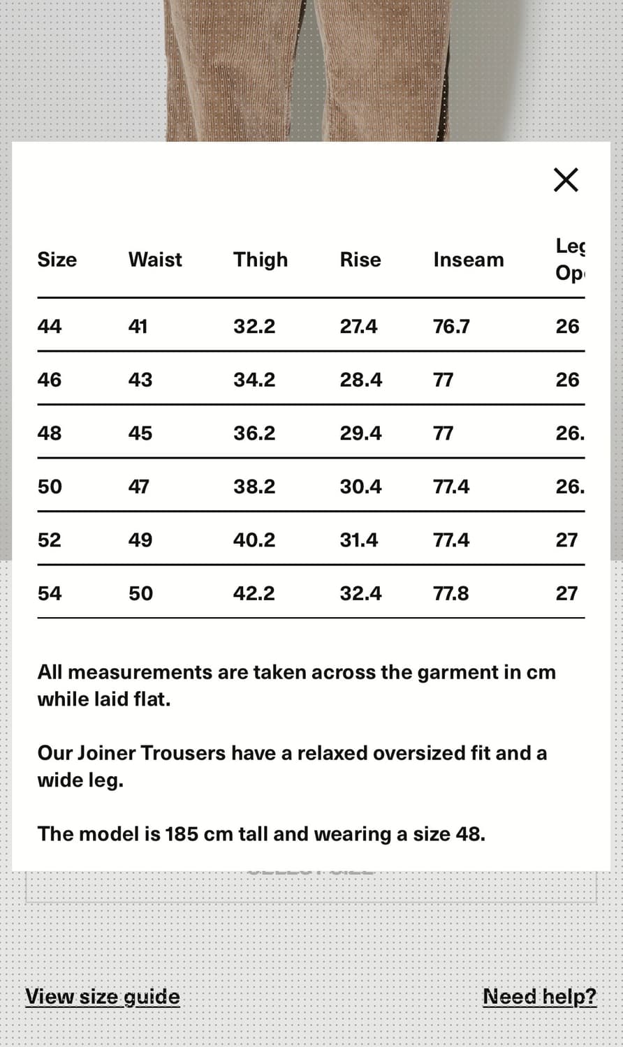 아워레가시 조이너 트라우저 브라운 코듀로이 50사이즈 신품급 카펜터 상품이미지10