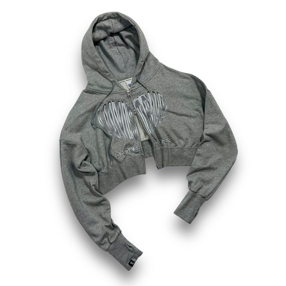 러브이즈트루 VL 크롭 실버 로고 투웨이 후디 집업 상품이미지1