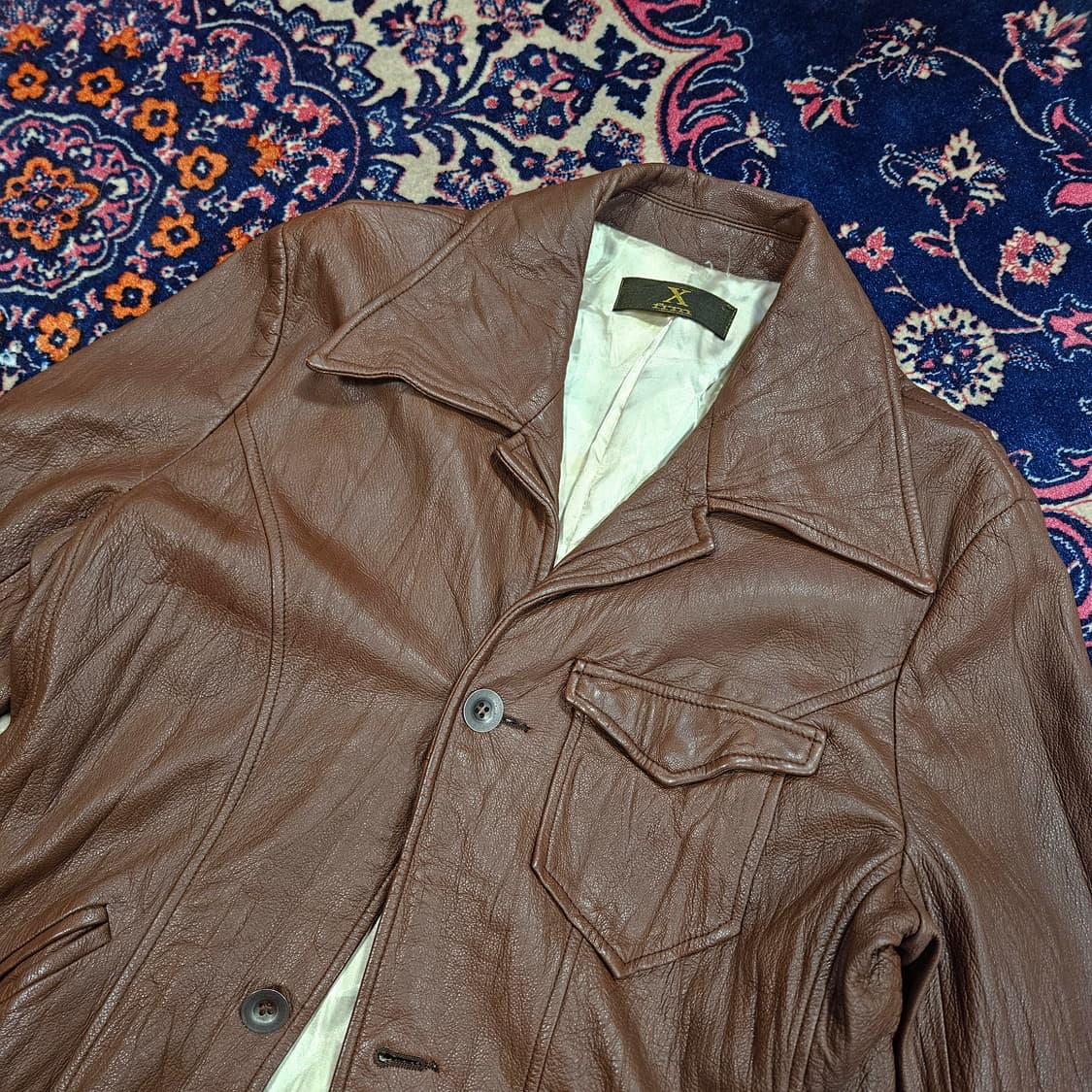 X frm in Japan 고트 레더 빅 카라넥 브라운 웨스턴 자켓 상품이미지6