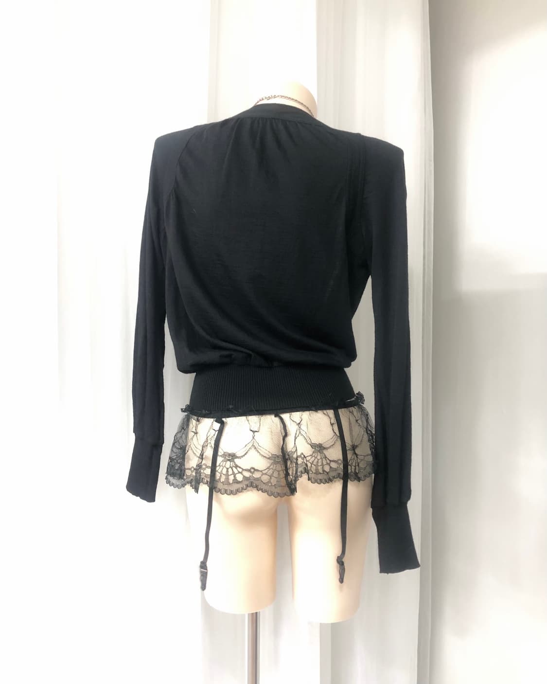 black loose cross knit top  상품이미지4