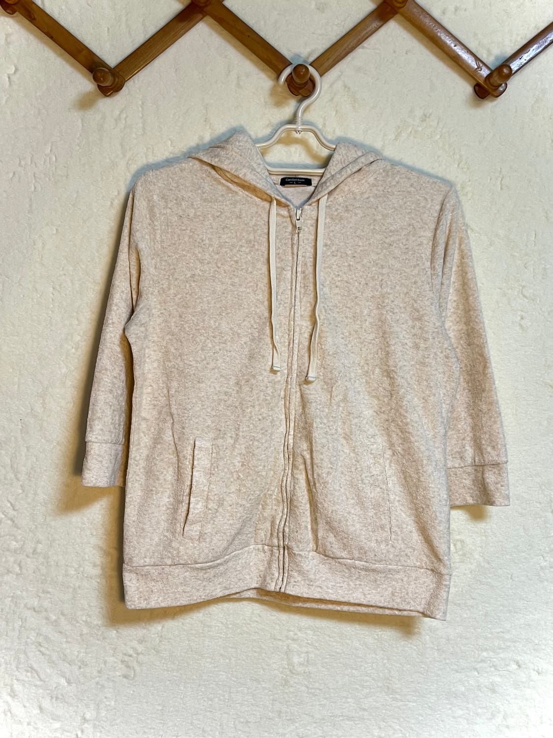 빈티지 아이보리 후드 집업 아우터 상품이미지1