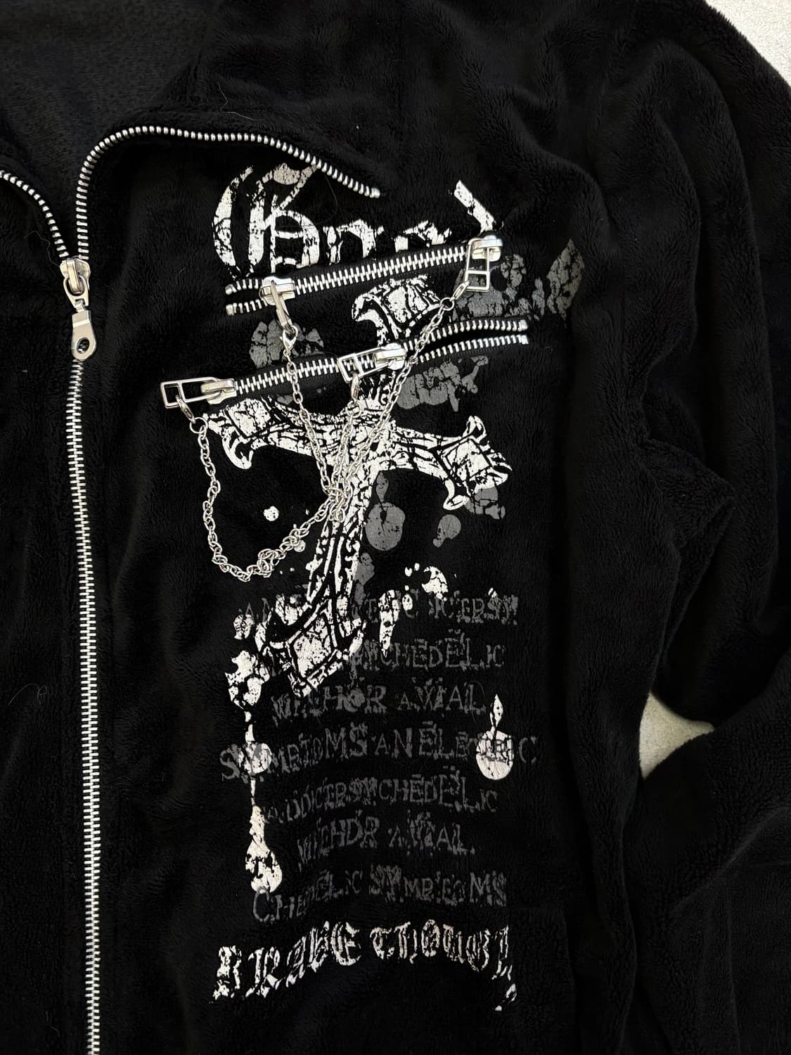 펑크 벨벳 체인 집업 상품이미지4