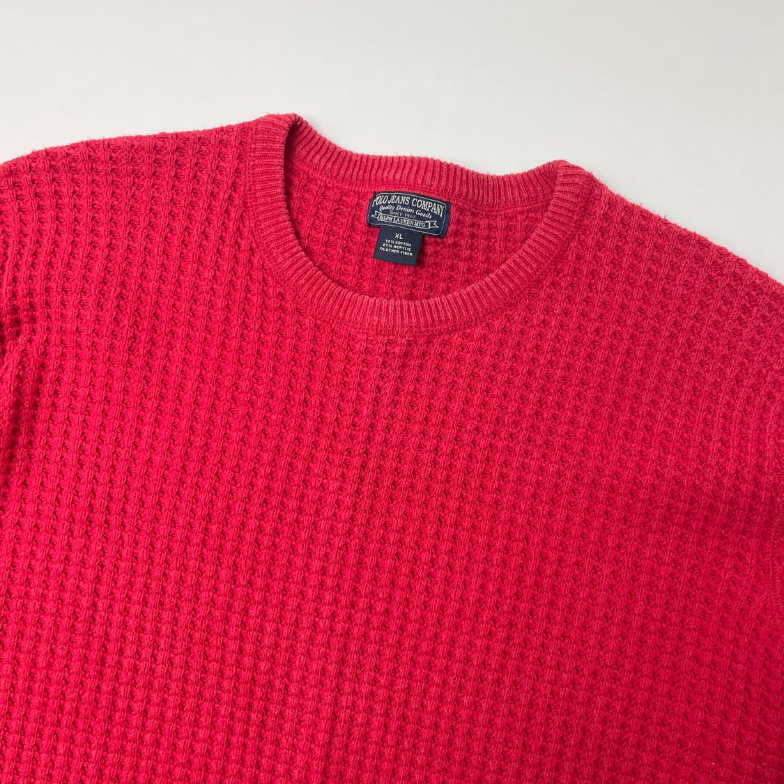 [중고] 폴로 진스 라운드넥 와플 니트 레드 XL 상품이미지3