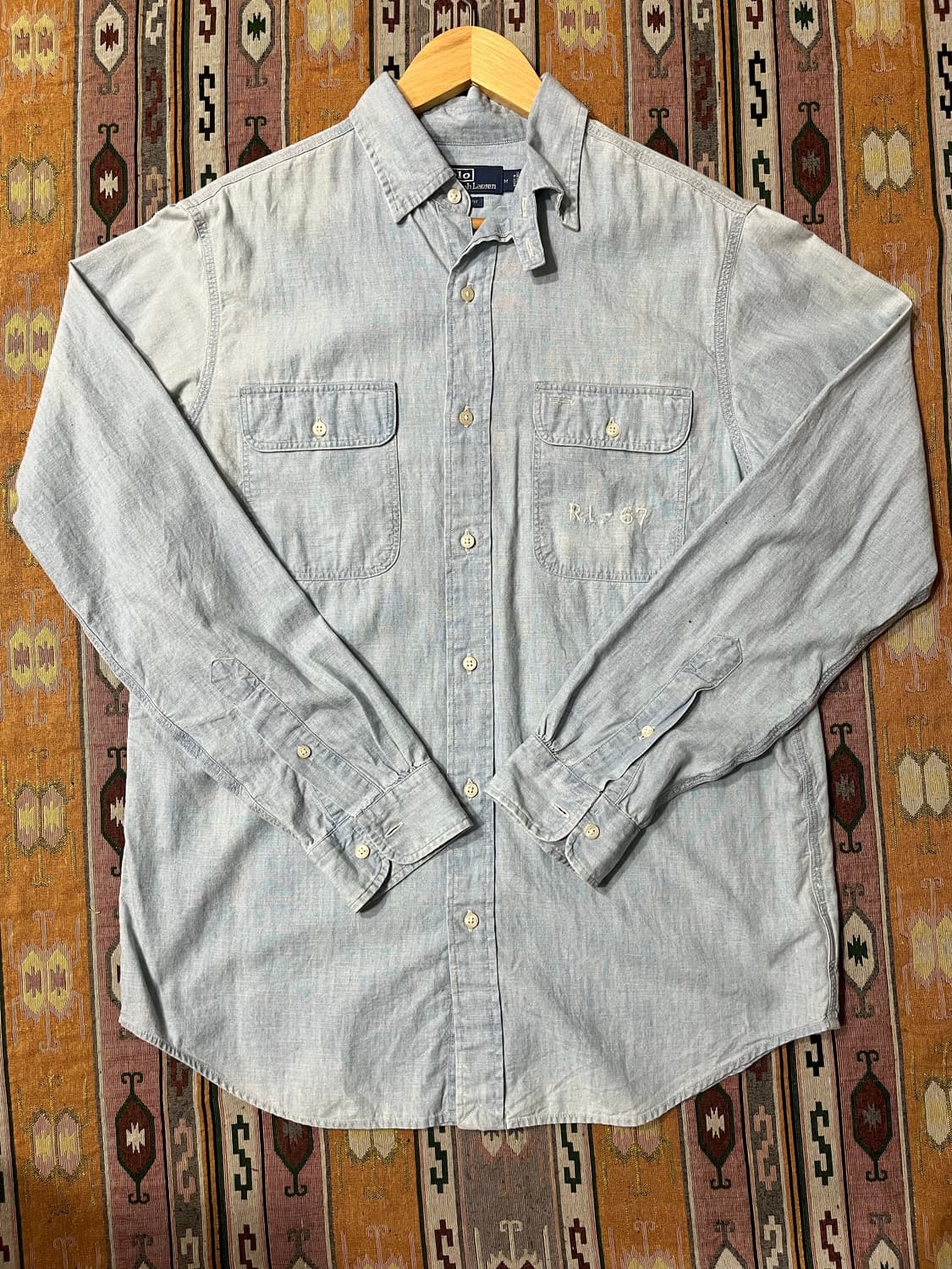 폴로 성조기자수 데님셔츠 M 상품이미지1