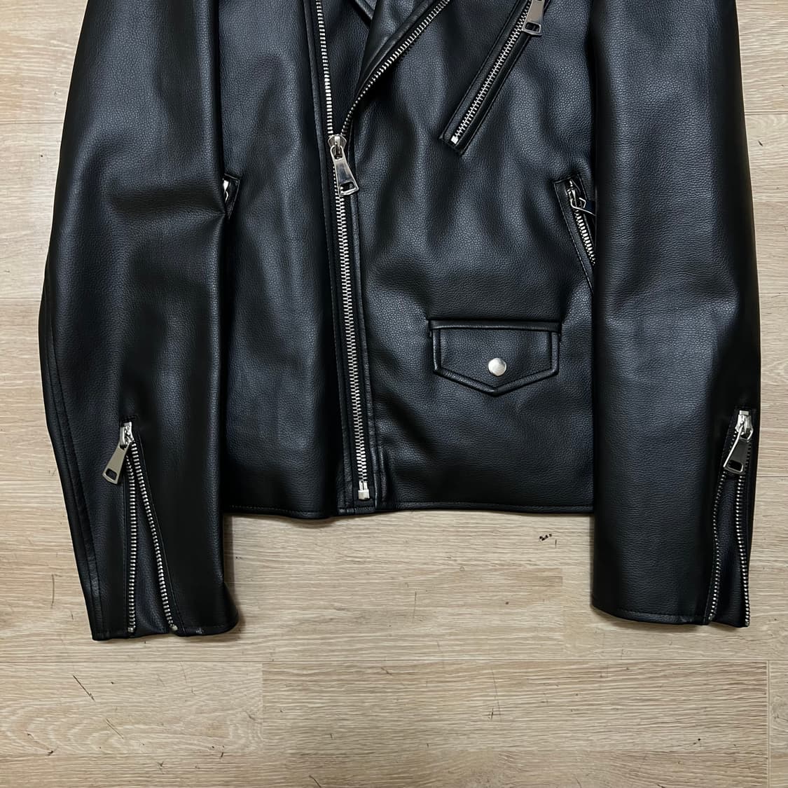 와이브랜드 레더 더블 라이더 가죽자켓 [블랙] L/100 상품이미지3
