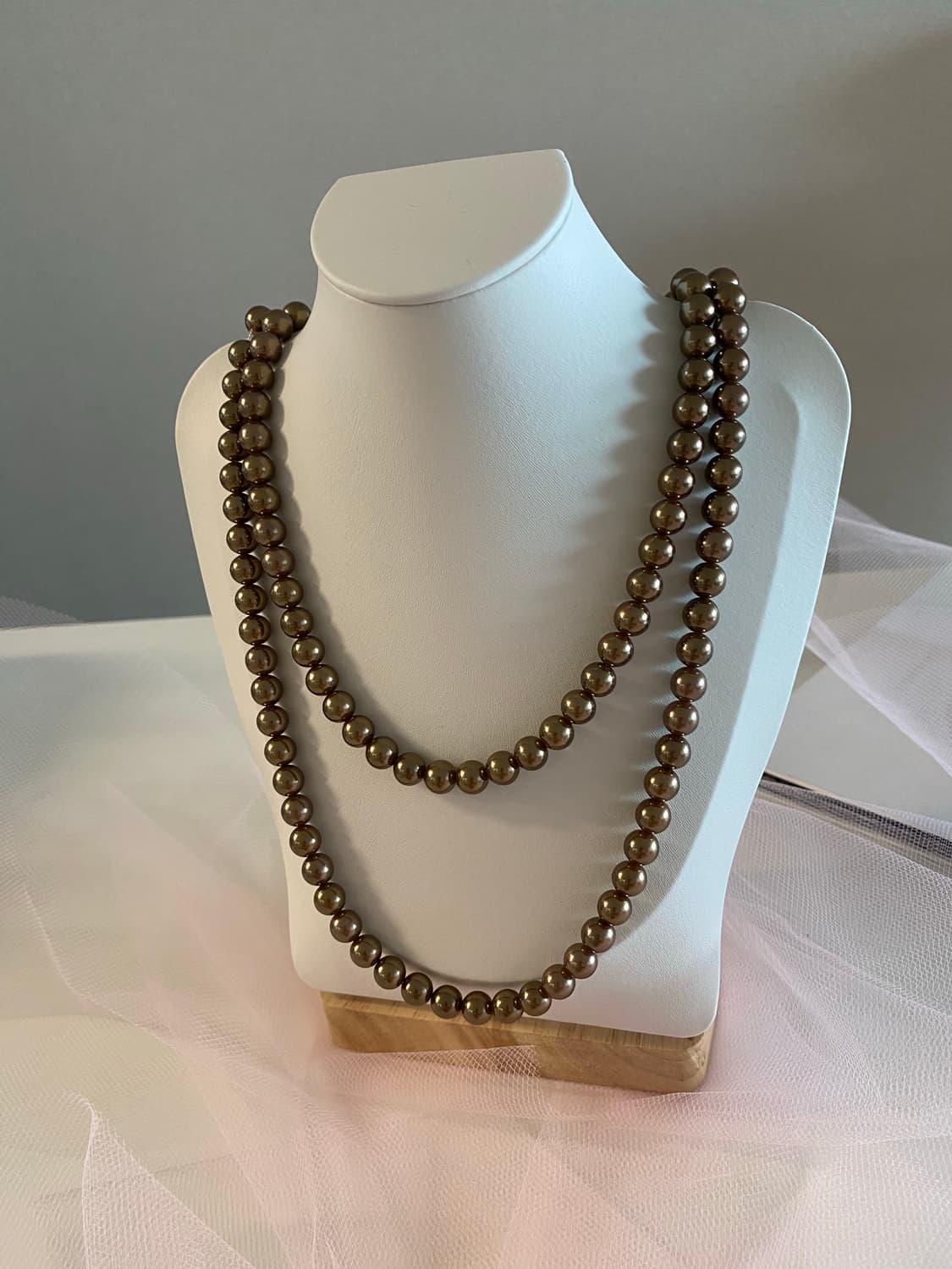 빈티지 브론즈 펄 롱 네크리스 (반길이 53cm) 목걸이  상품이미지3