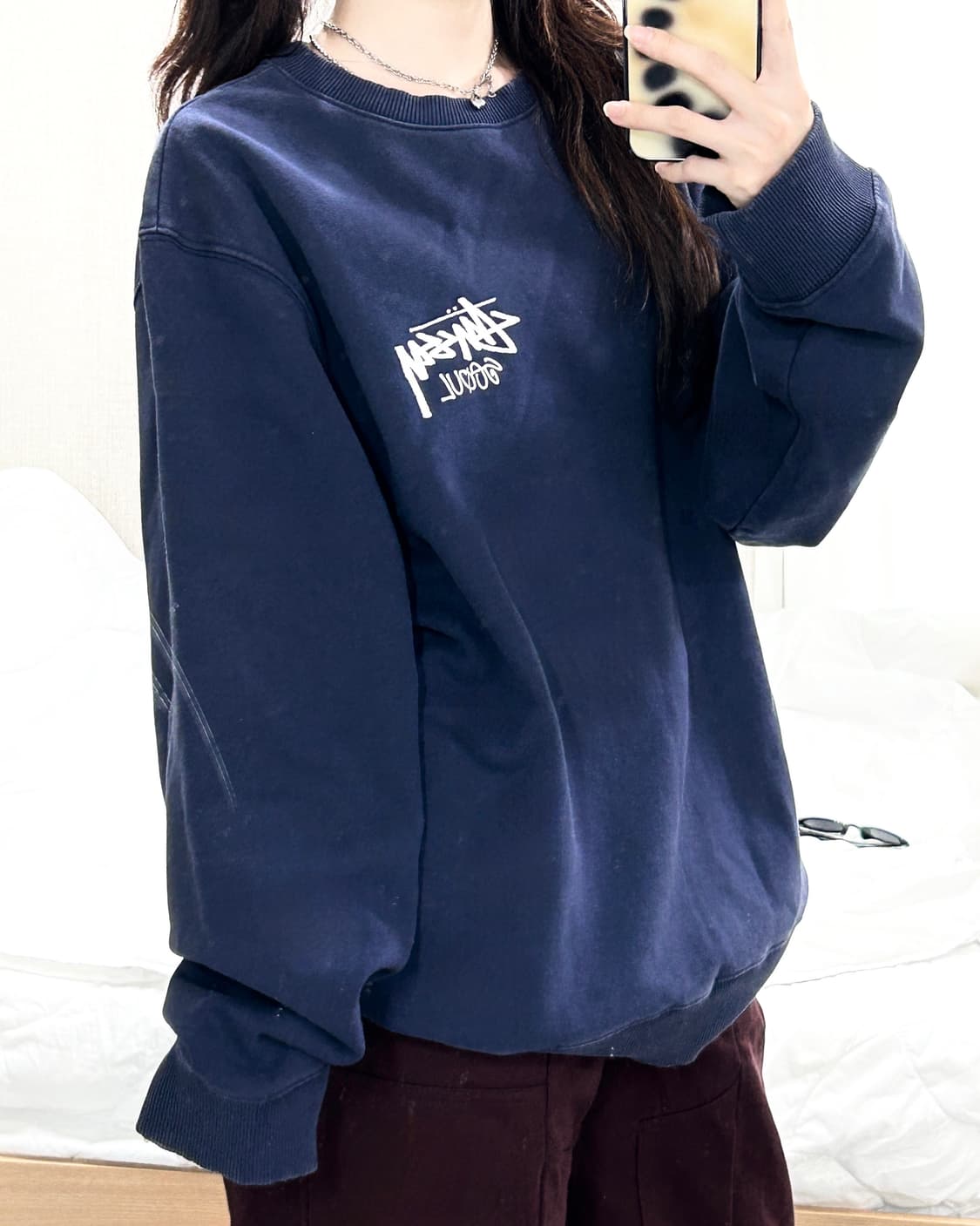 스투시 서울 빅로고 네이비 맨투맨 상품이미지3