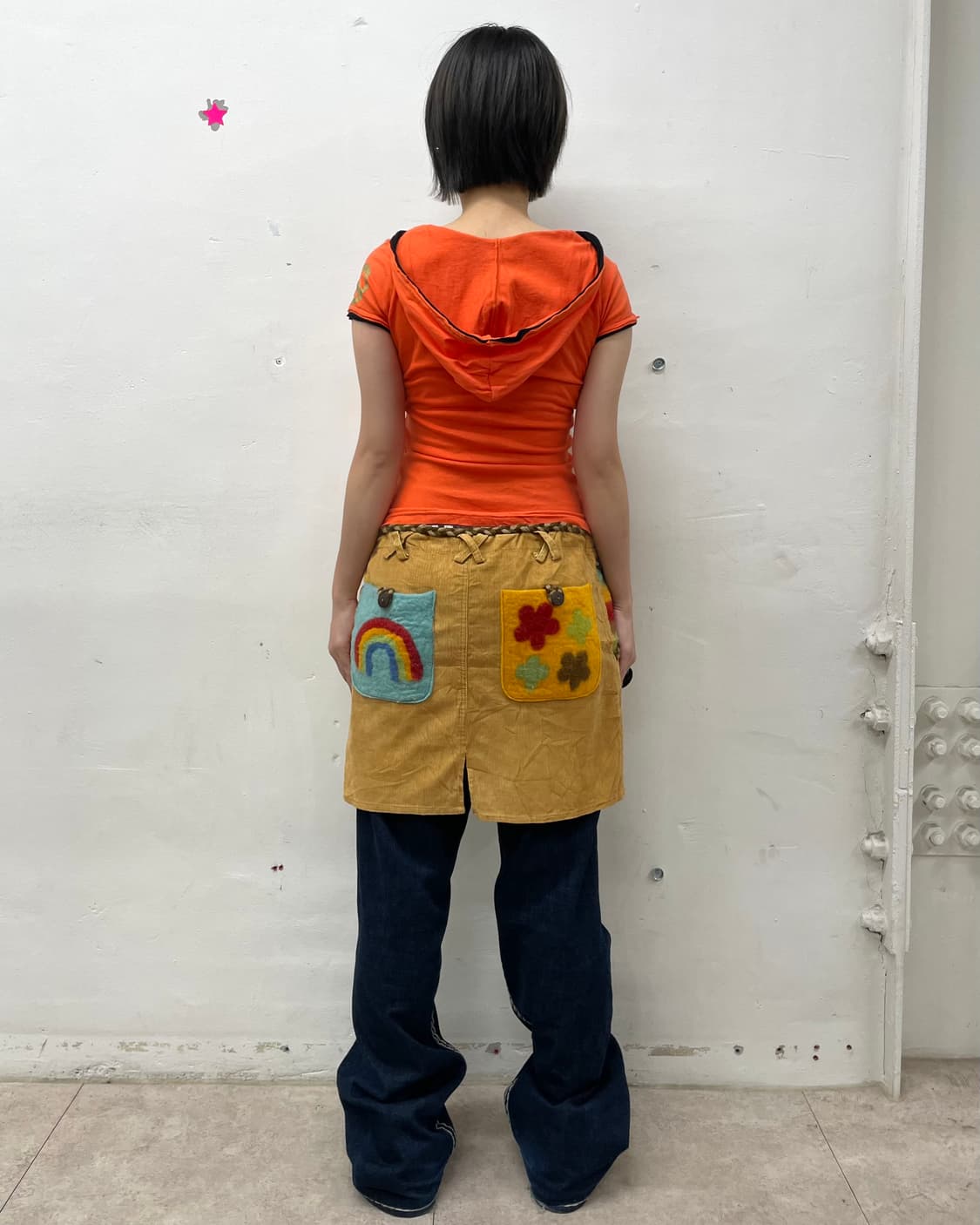 Rainbow orange glossy hooded T-shirt 상품이미지5