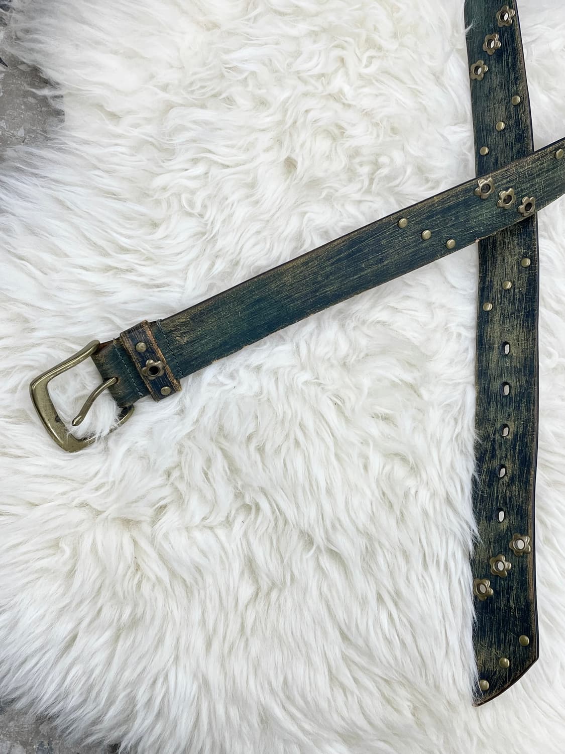 리얼레더 오리엔탈 워싱 스터드 버클 벨트 상품이미지6