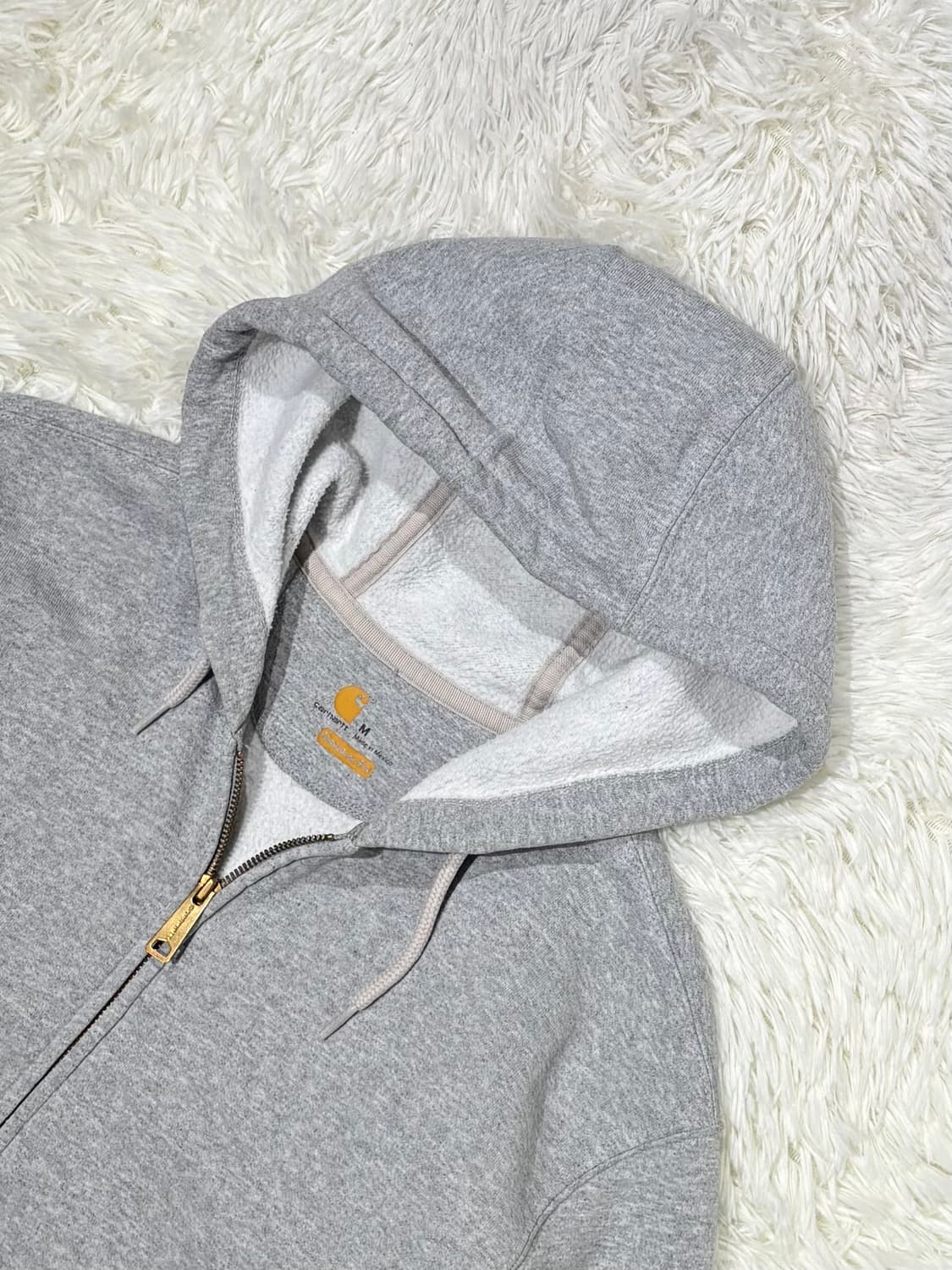 칼하트 그레이 스몰로고 후드집업 상품이미지4