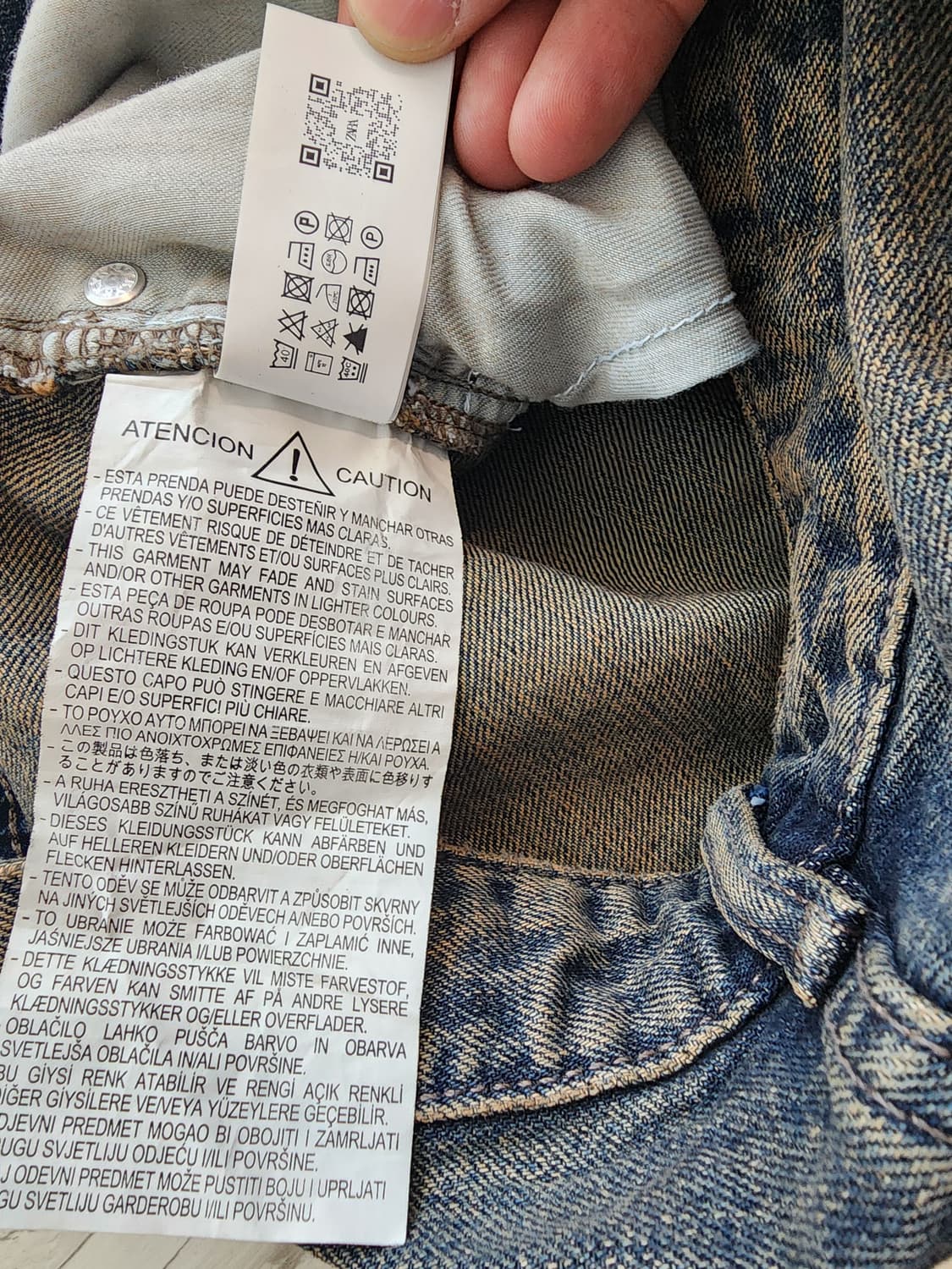 ZARA 자라 워싱 와이드 데님 팬츠 팜. (32~33)인치 중청 청바지 상품이미지8