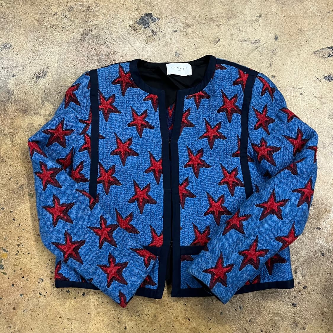[정품/36] 산드로 별 패턴 자켓 블루 레드 b17 상품이미지2