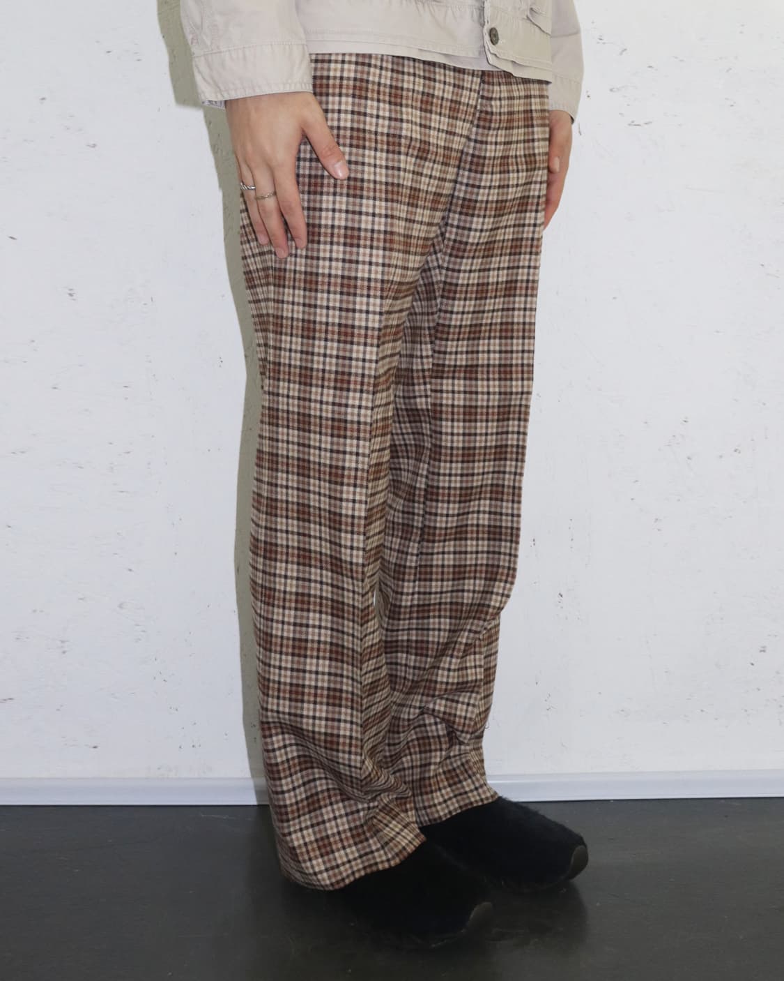 해거 컴포트 플러스 체크 울 슬랙스 상품이미지2