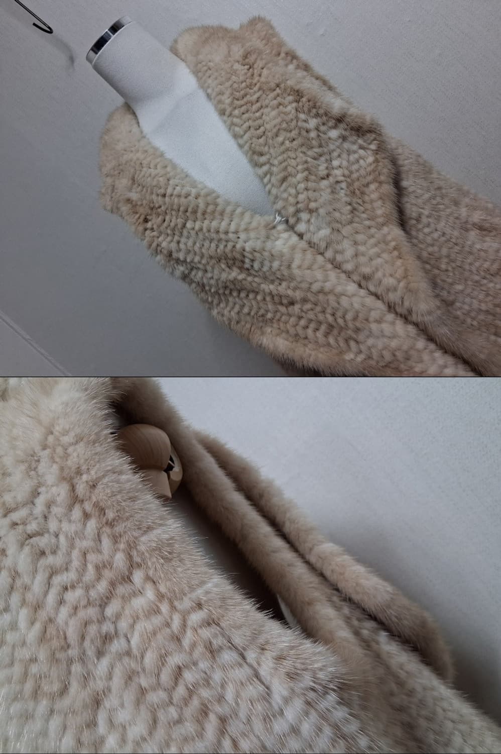 천연 밍크 조끼 베이지  니팅 밍크 베스트 하프 66 77까지 상품이미지5