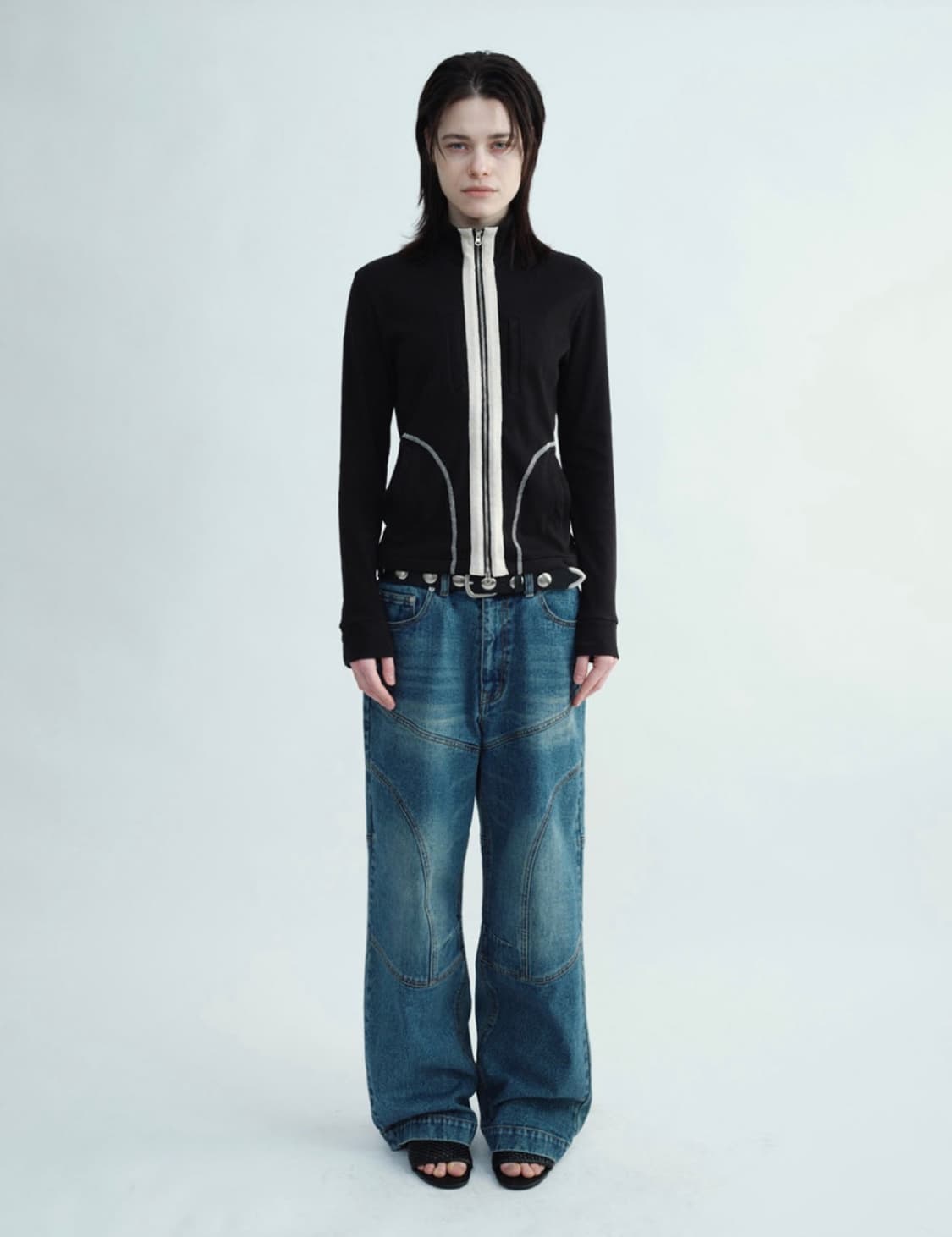 밀로우먼 스티치 저지 집업 블랙 상품이미지4