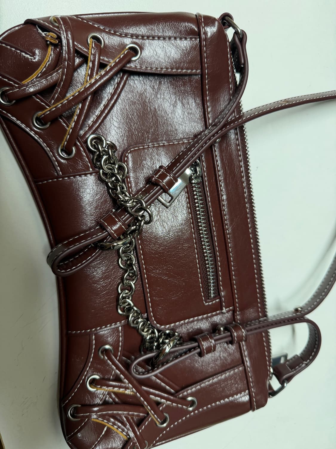 레이빔즈 버건디 숄더백 상품이미지5