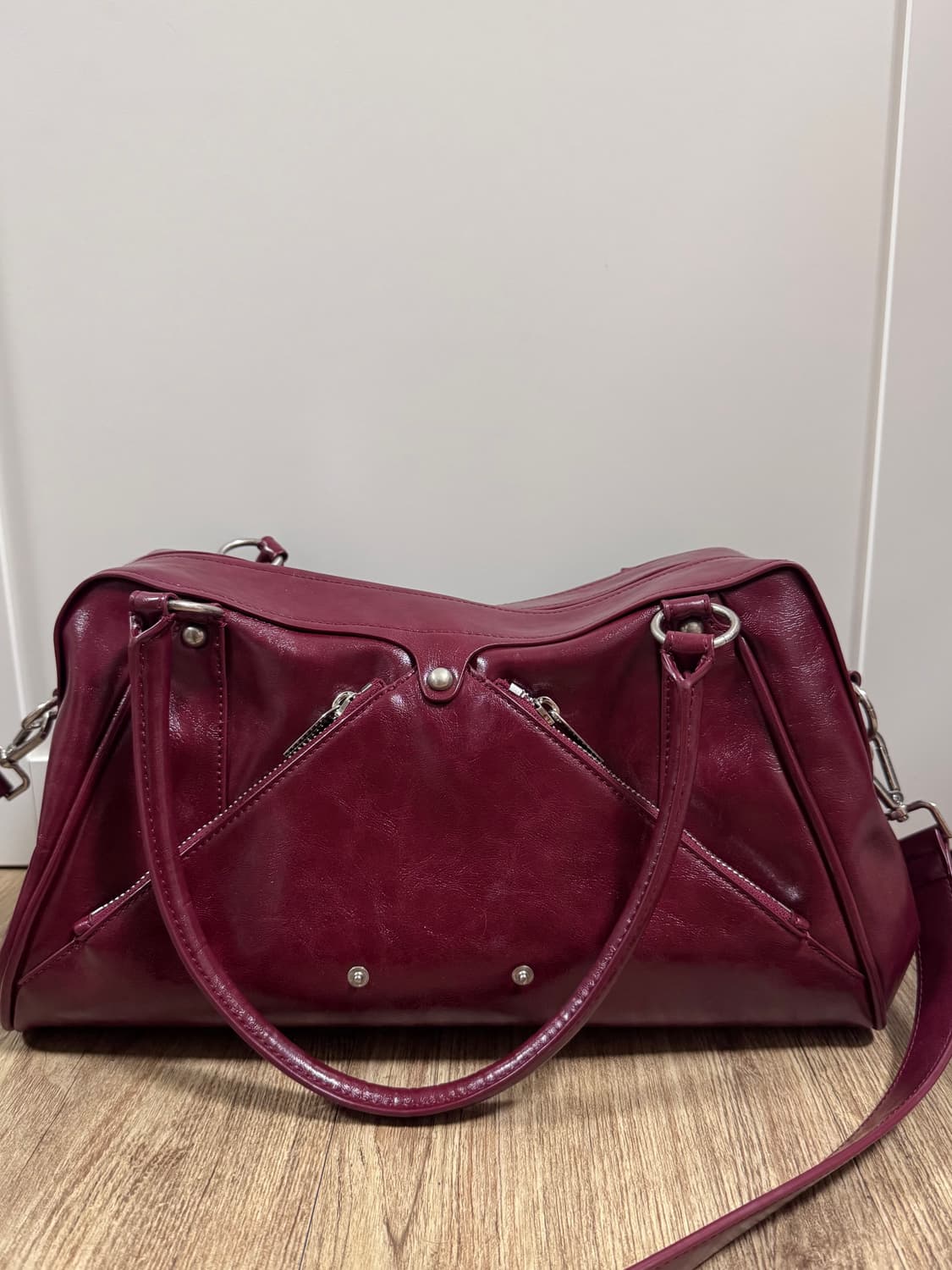 Faux Leather M.O.S Bag, BURGUNDY 상품이미지3