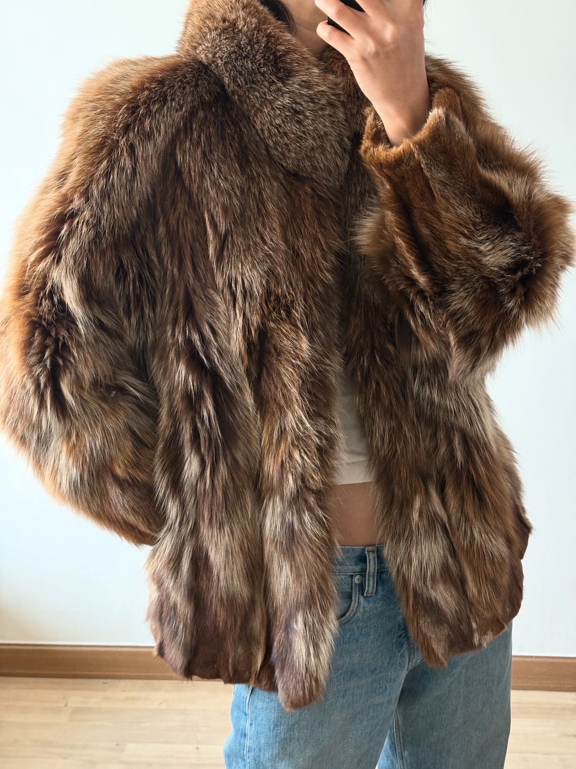 사가폭스 브라운믹스 퍼자켓  상품이미지1