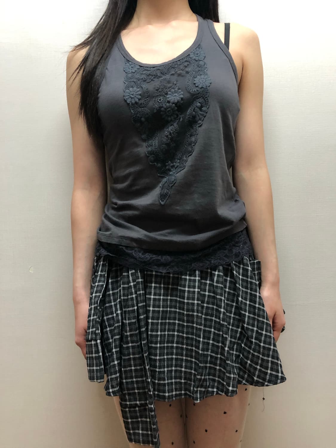 빈티지 그레이 레이스 슬리브리스 상품이미지5