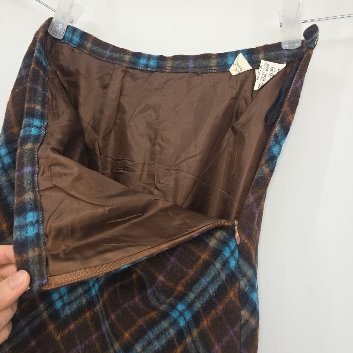 일본 빈티지 체크 패턴 모직 A라인 스커트 [E30633] 상품이미지6