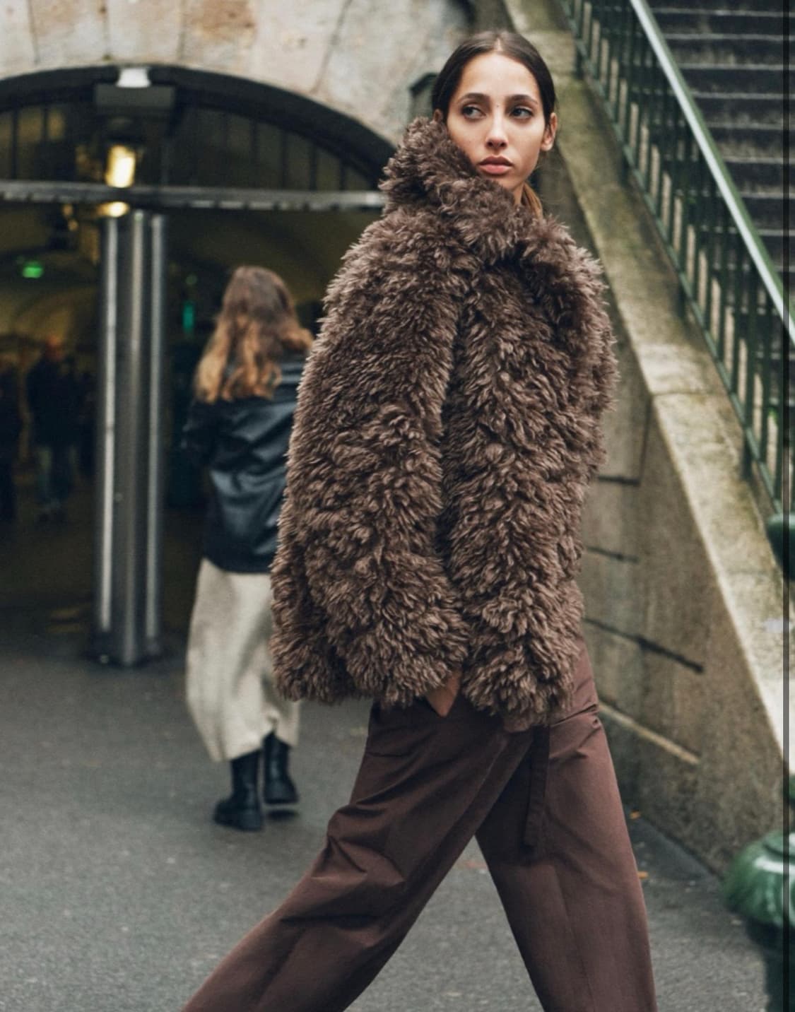 자라 퍼코트 브라운 퍼자켓 상품이미지1