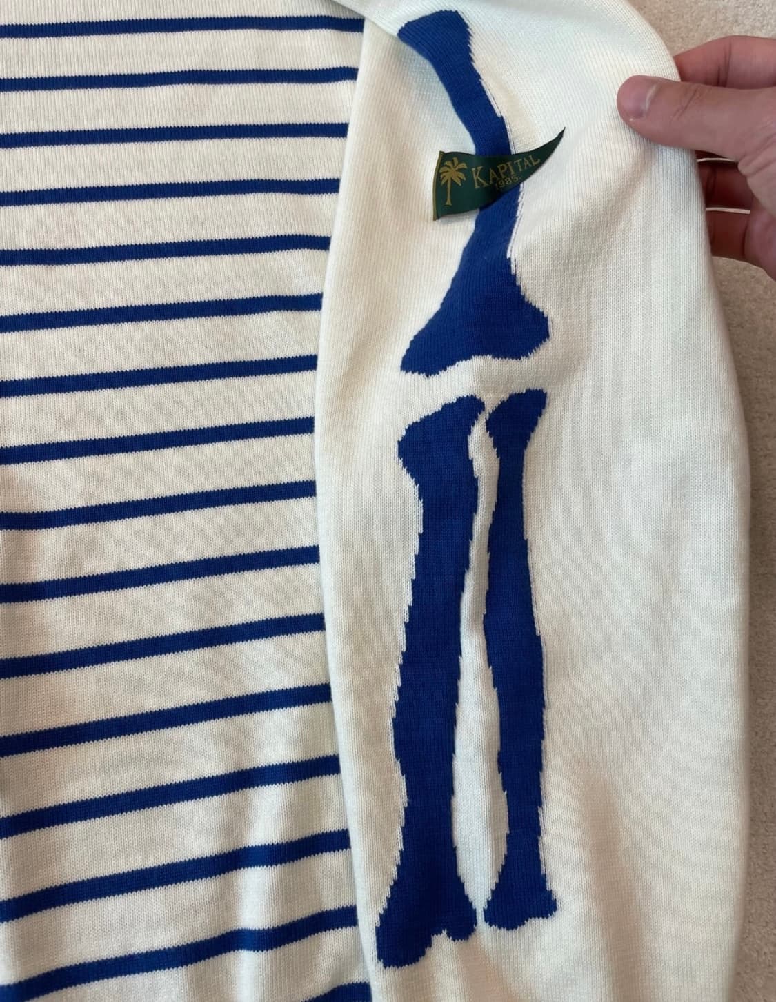 캐피탈 25ss 본 스트라이프 니트 티셔츠 상품이미지3