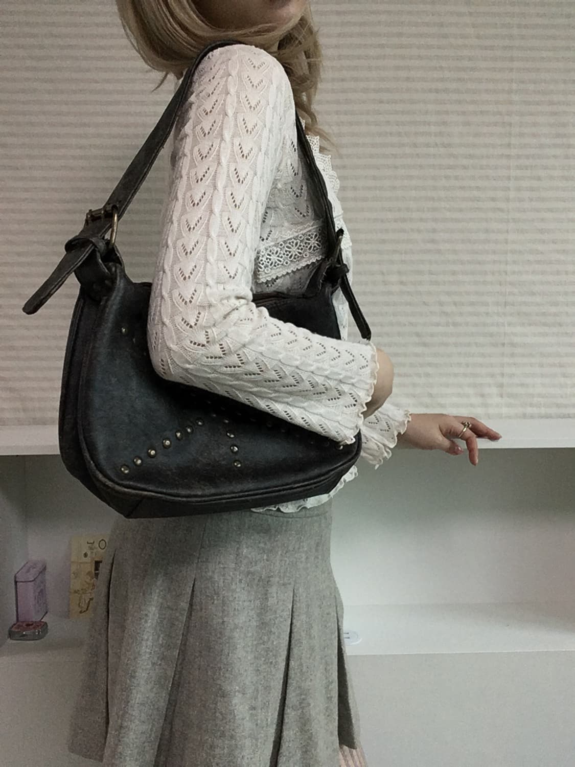 jpn vintage ivory crochet laced cardigan 상품이미지6
