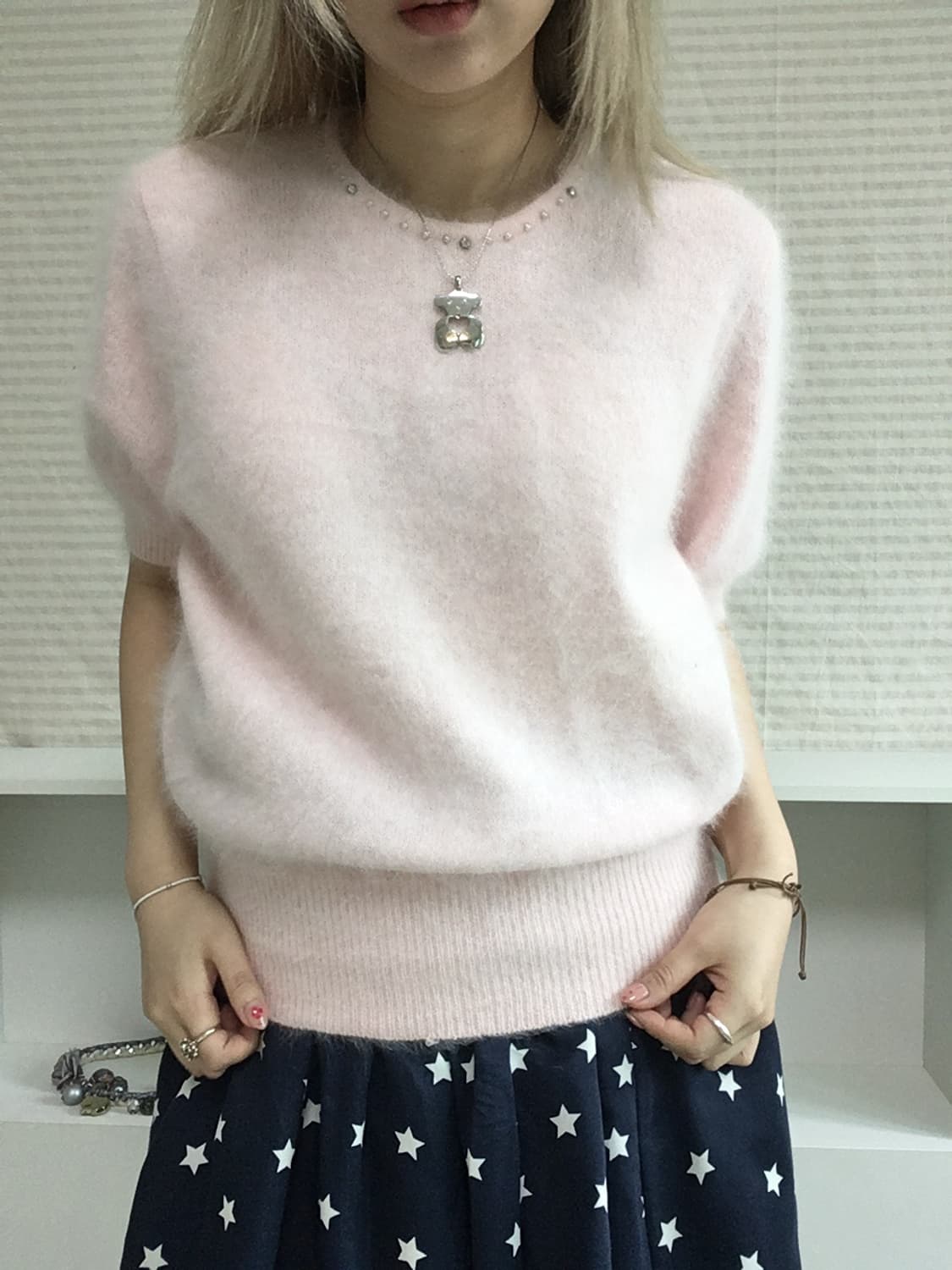jpn vintage lovely pearl pink half puff  상품이미지3