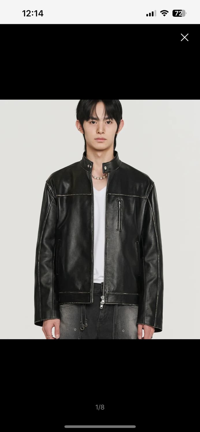 도프제이슨 프리미엄 카우하이드 워싱 바이커 자켓 BLACK 상품이미지1