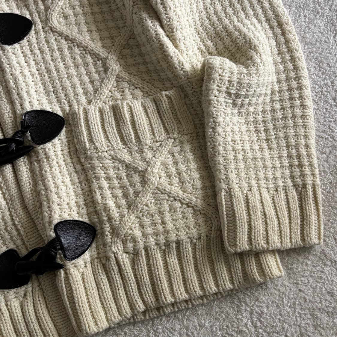 일본빈티지 아이보리 꽈배기 니트 떡코 가디건 상품이미지3