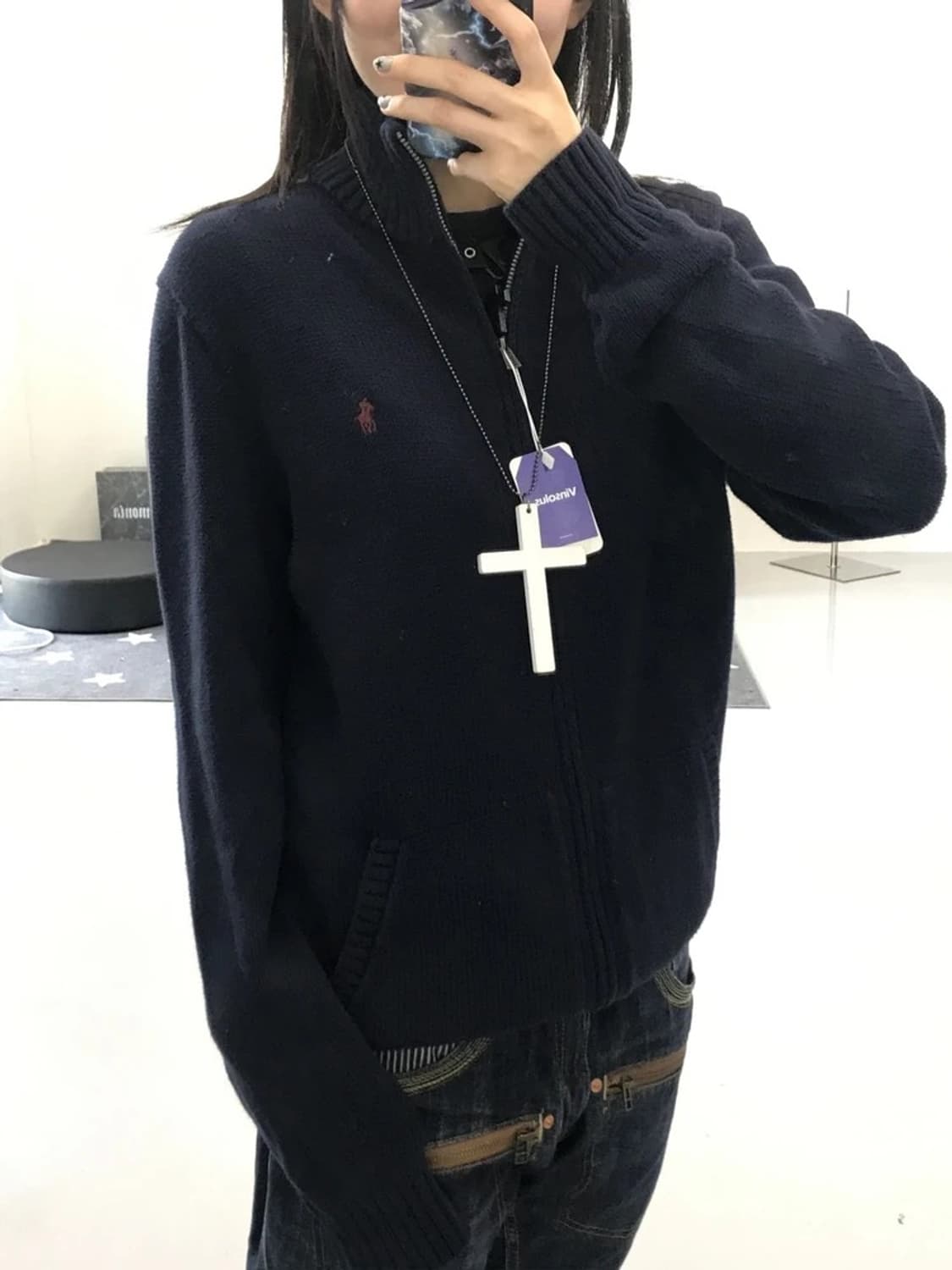 폴로 랄프로렌 네이비 니트 집업 상품이미지3